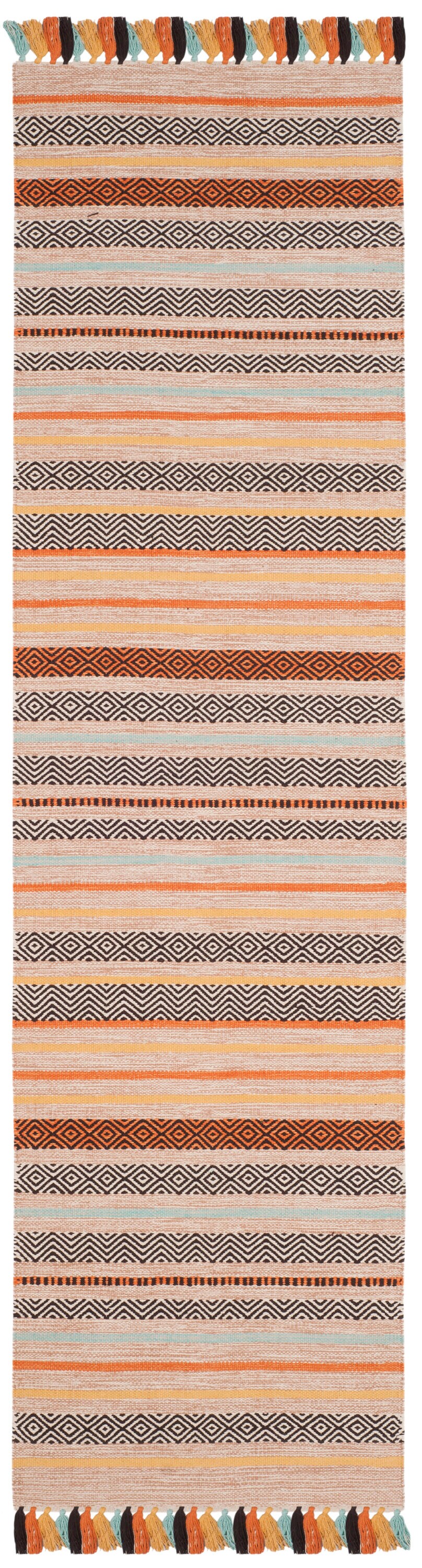 Coastal Charm Beige Stripe Hand-Woven Wool & Cotton Runner Rug 2'3" x 8'