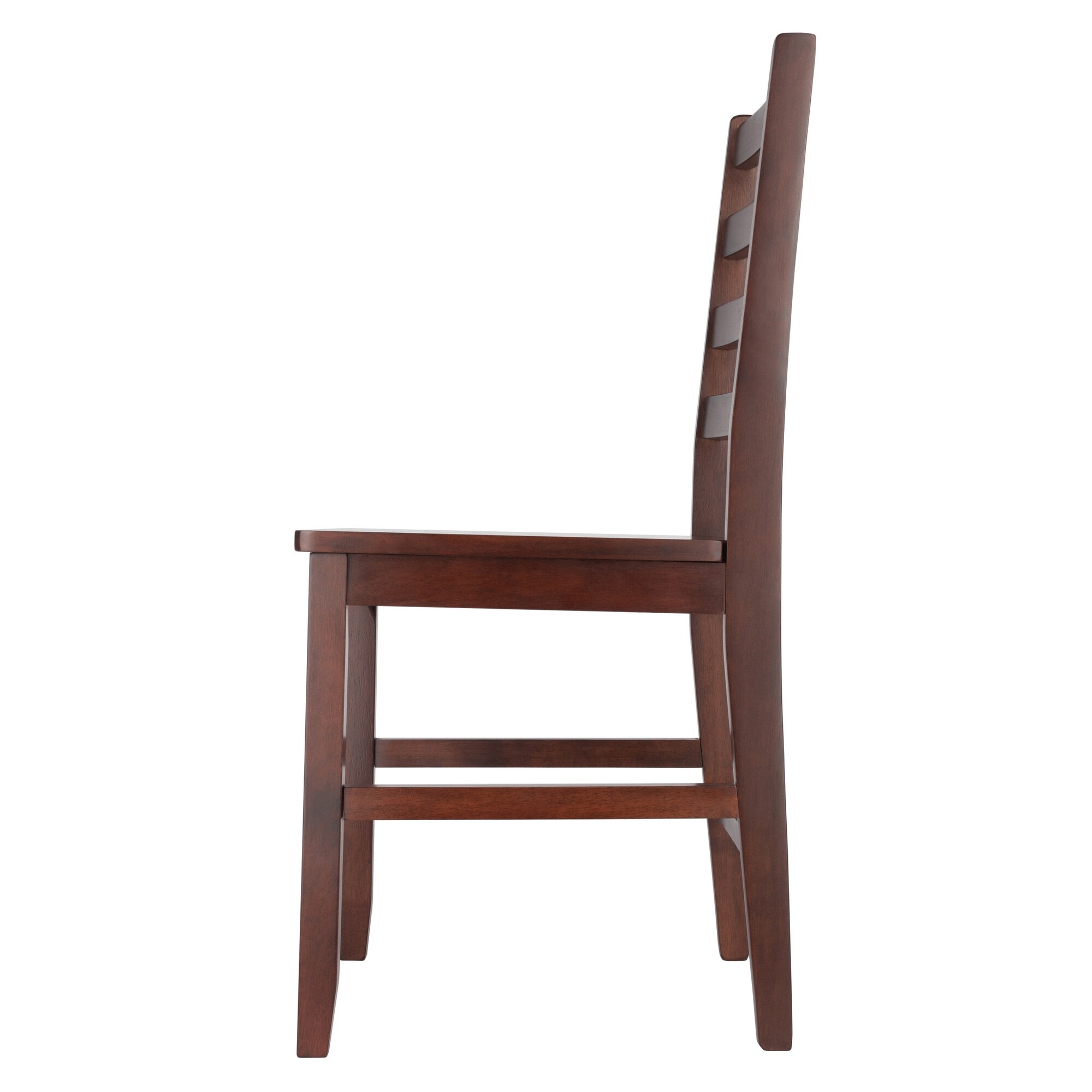 Transitional High Slat Ladderback Side Chair in Rich Walnut