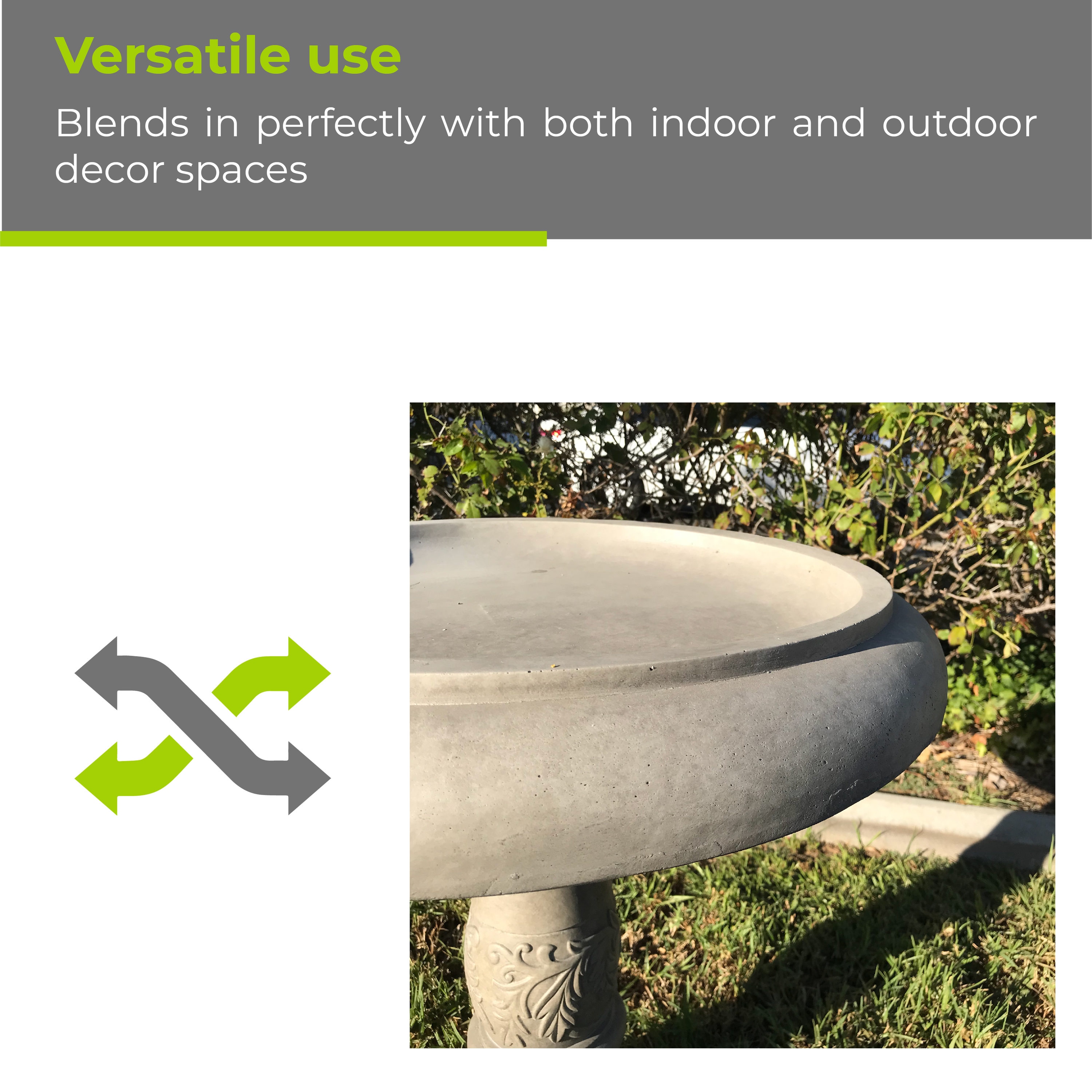 KANTE Bird Bath 24.5-in H Weathered Concrete Complete Birdbath in the ...