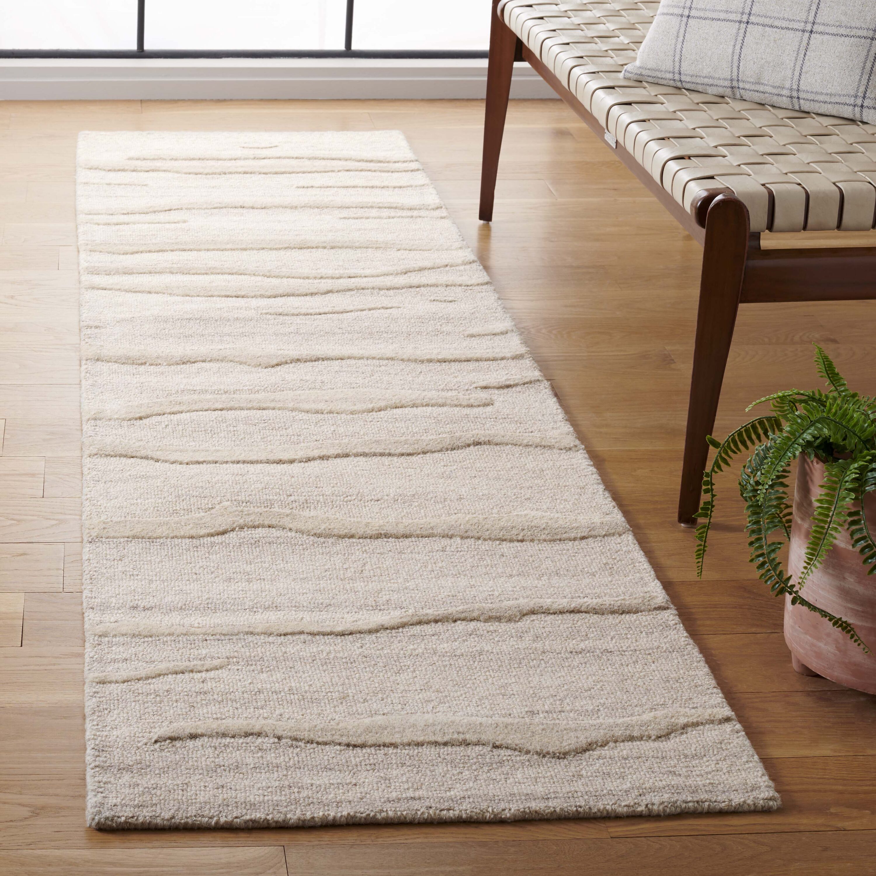  Abstract 496 Beige Contemporary 2ft-3in x 8ft Runner Rug