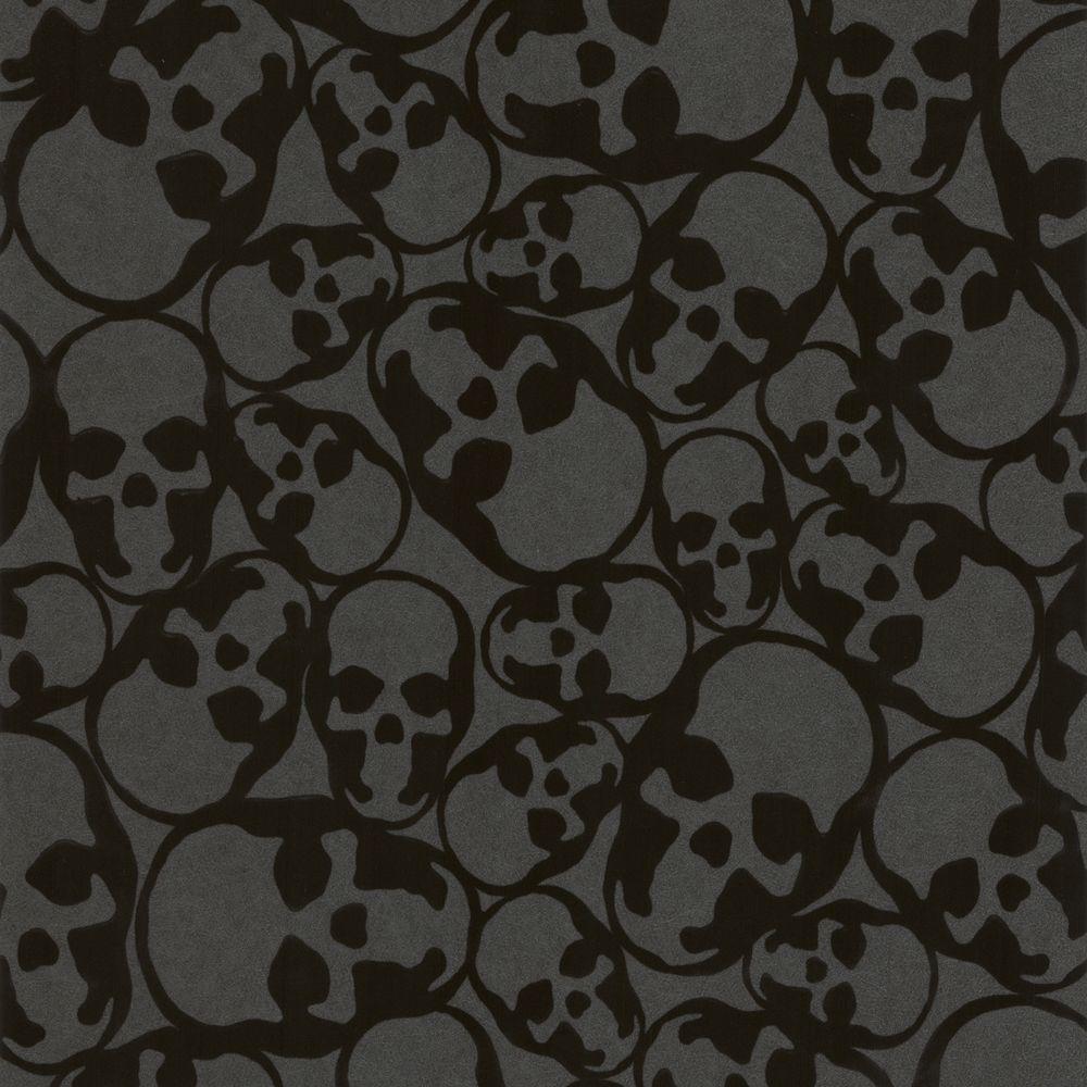 Graham & Brown 1991194 8-Inches Black Flock Textured Abstract 0.6-Sq. Feet Unpasted Paste the wall Wallpaper Sample