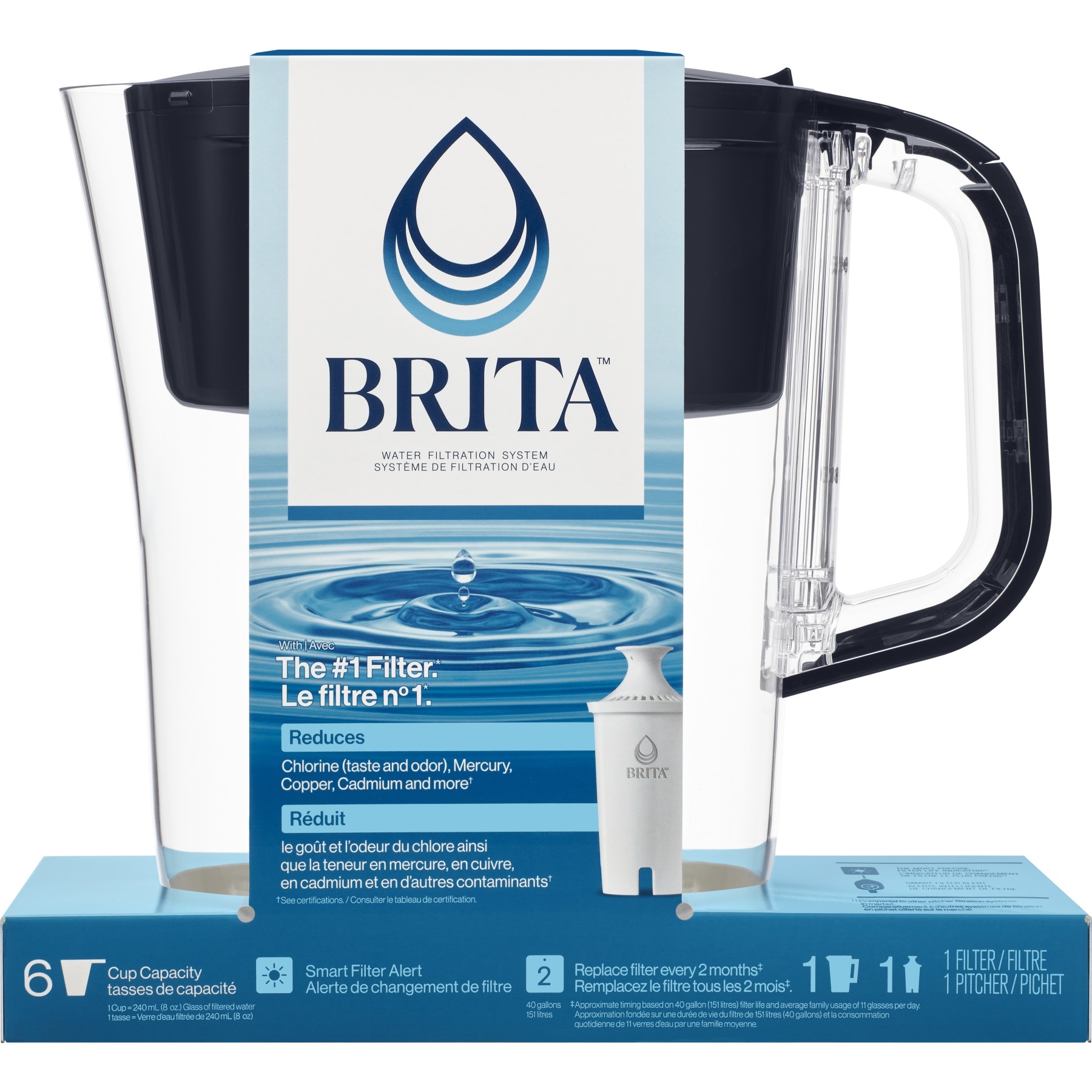 Redelijk boycot wolf Brita 5-cup Black Plastic Water Filter Pitcher in the Water Filter Pitchers  department at Lowes.com