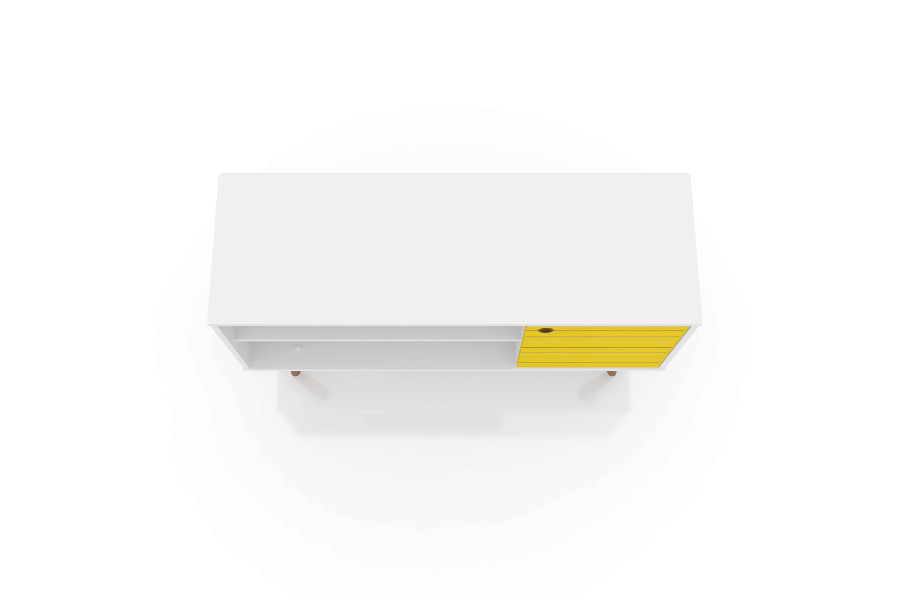 Liberty 42" White and Yellow Mid-Century Modern TV Stand with Cabinet