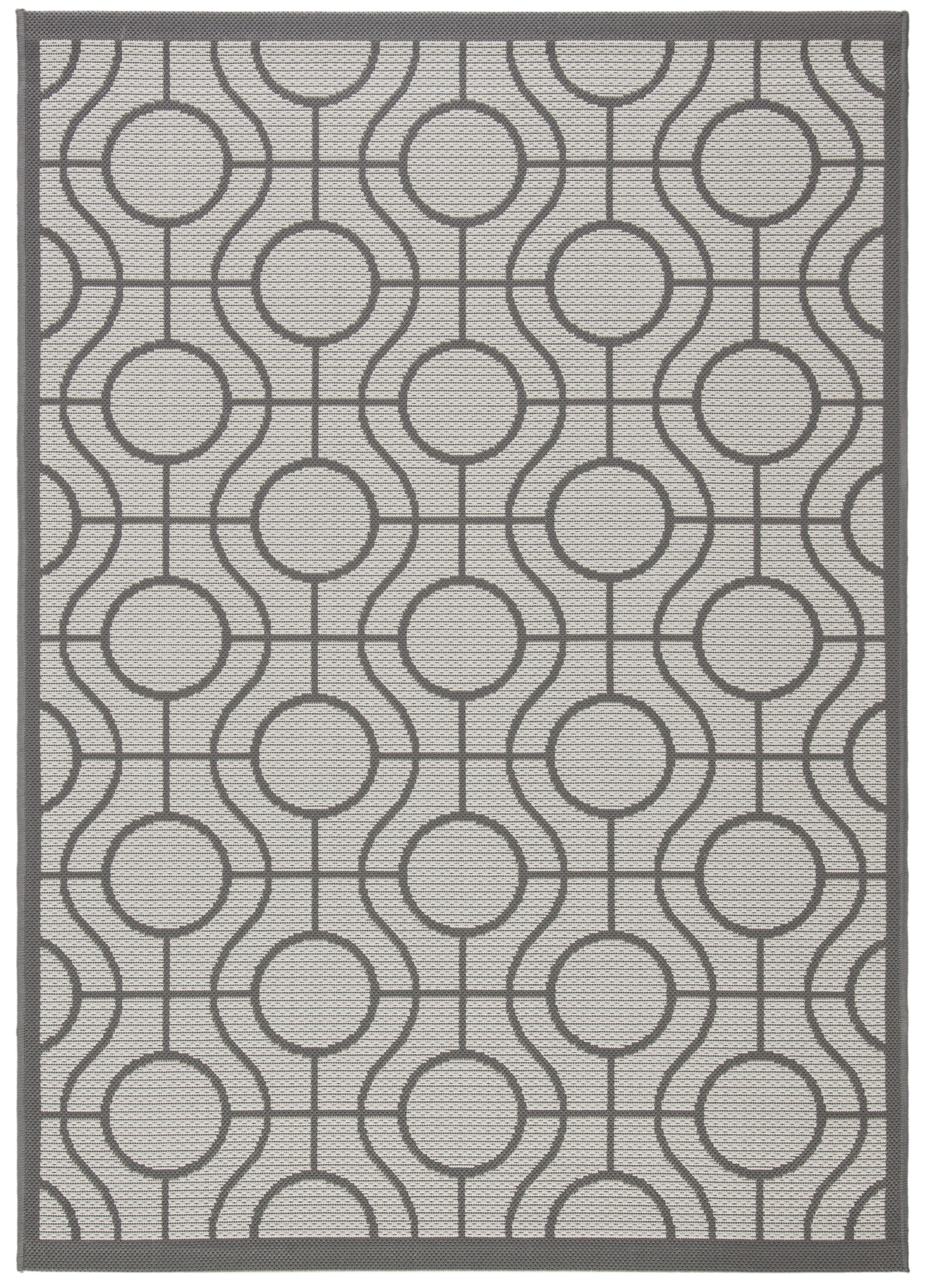 Elegant Reversible Gray Synthetic 4' x 5'7" Indoor/Outdoor Rug