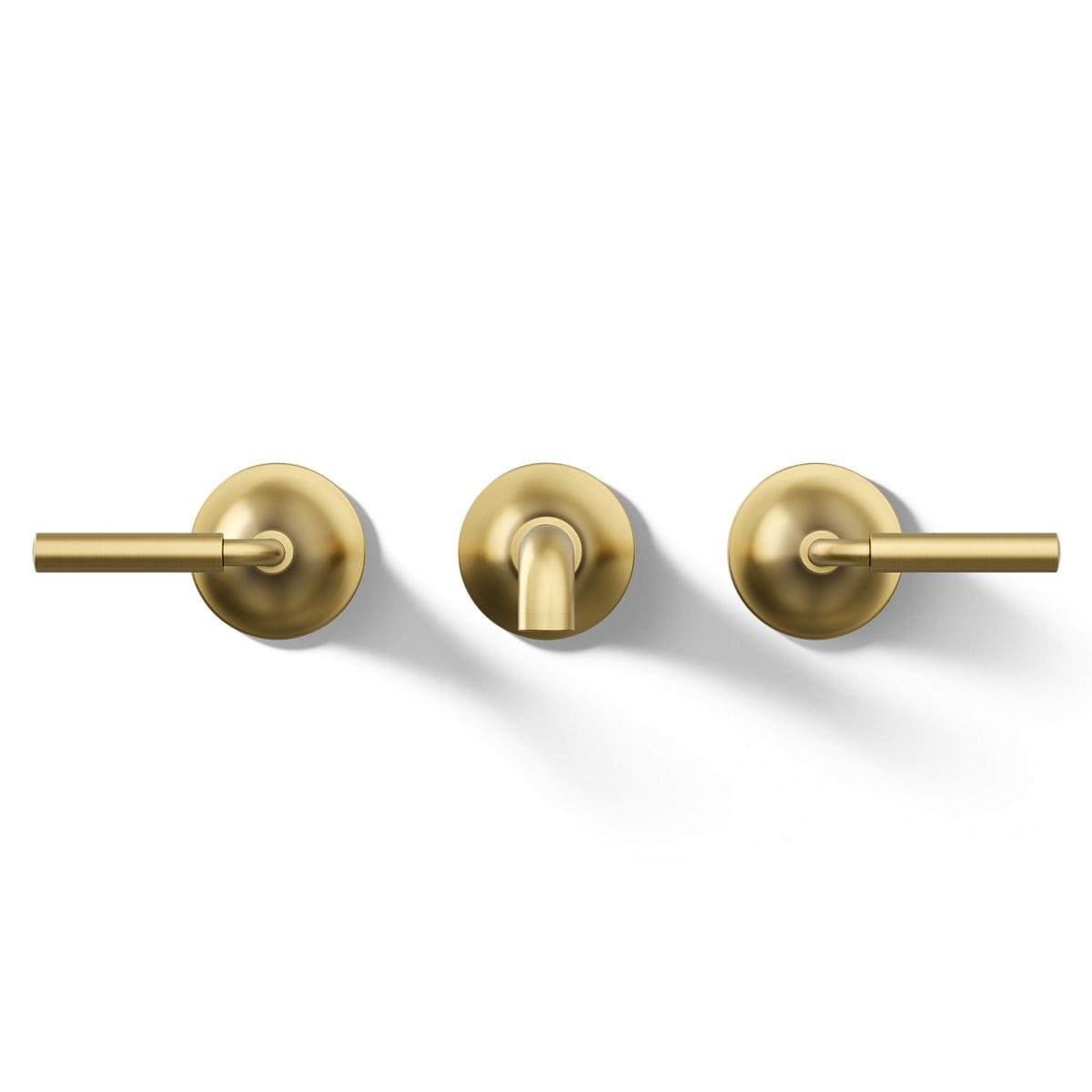 Elegant Vibrant Brushed Moderne Brass Wall-Mount Bathroom Sink Faucet