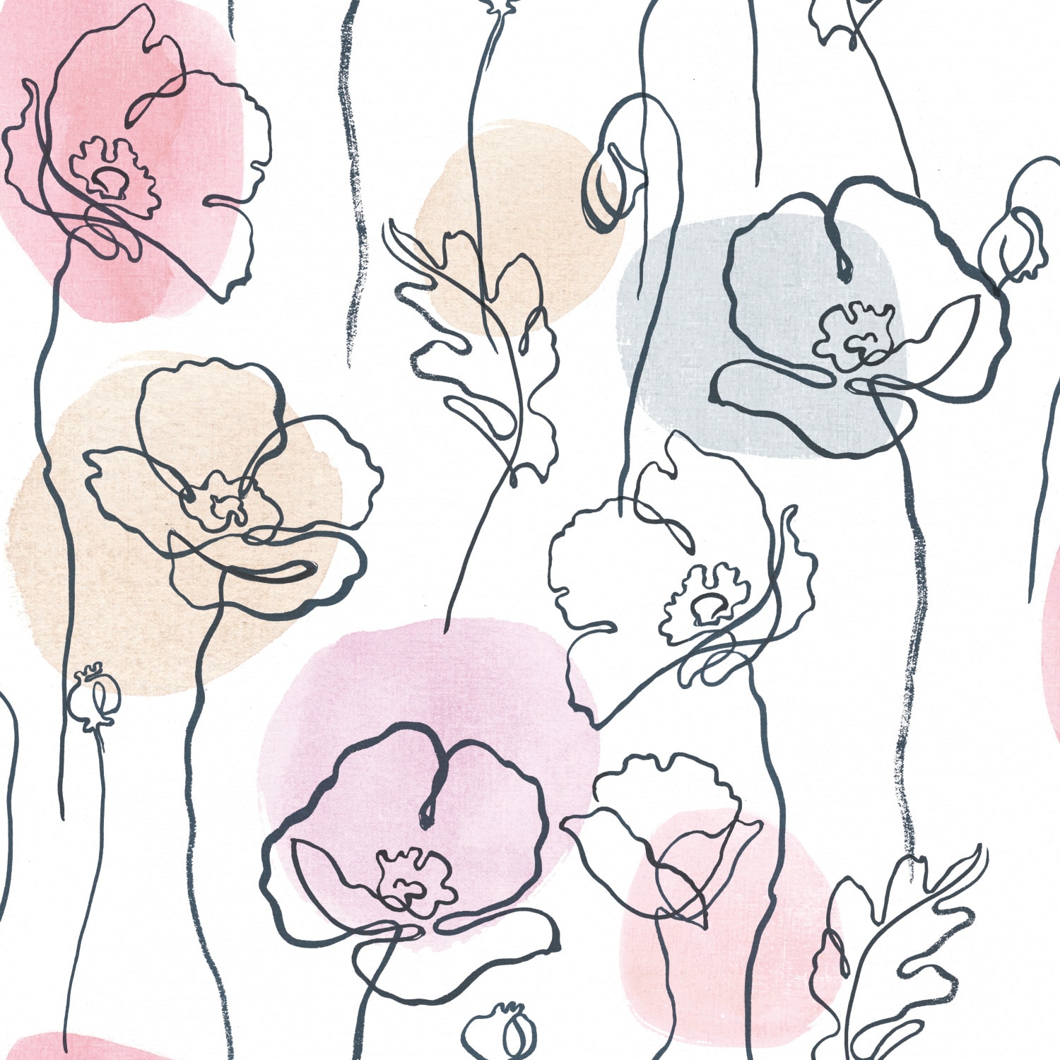RoomMates RMK11756RL 28.29-Sq. Feet Pink Vinyl Floral Self-adhesive Peel and Stick Wallpaper