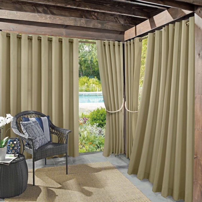 Sun Zero 108 In Khaki Polyester Room, Outdoor Bamboo Panel Curtains