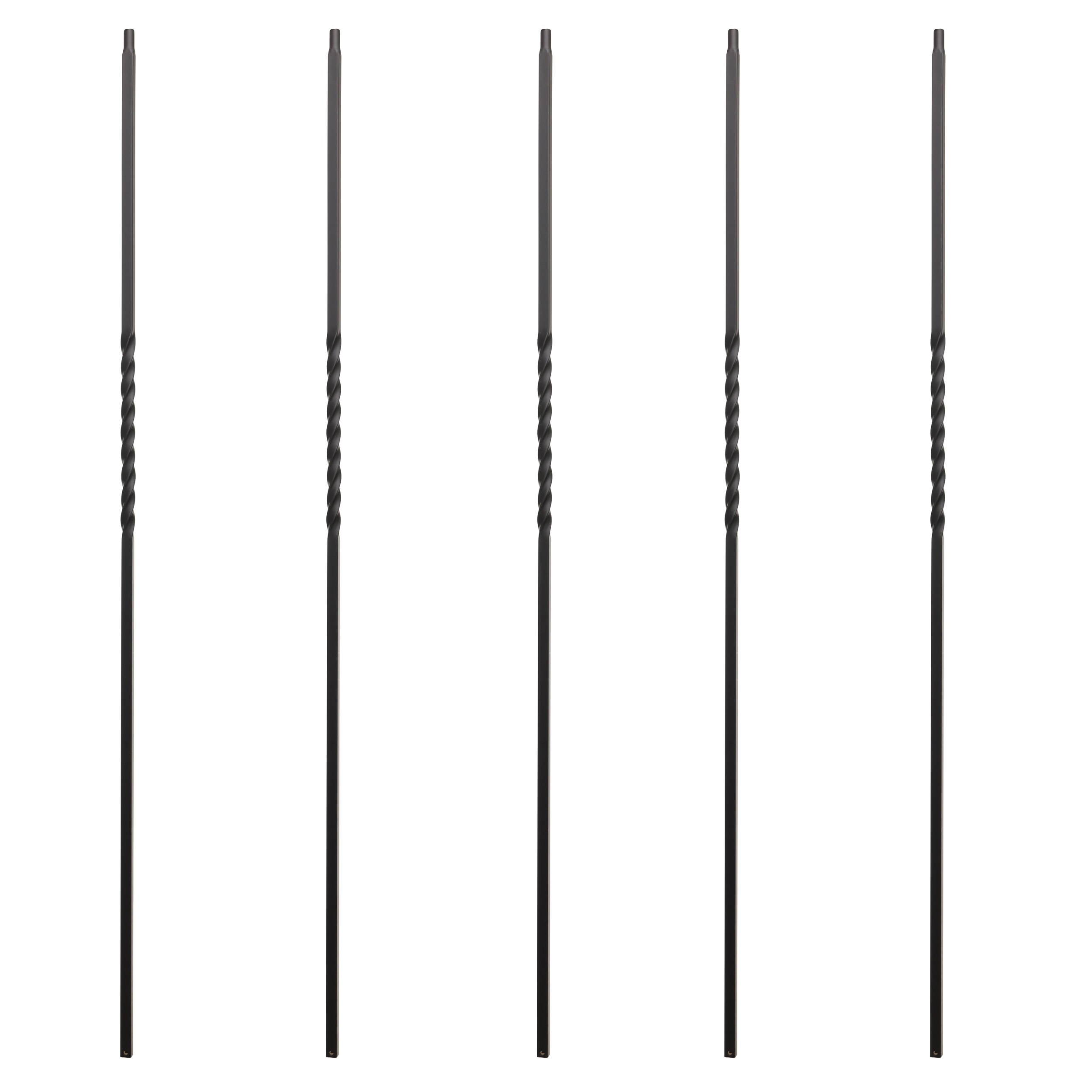 RELIABILT WGT02SB 43-in x 0.5-in Satin Black Wrought Iron Twist Stair Baluster (5-Pack)