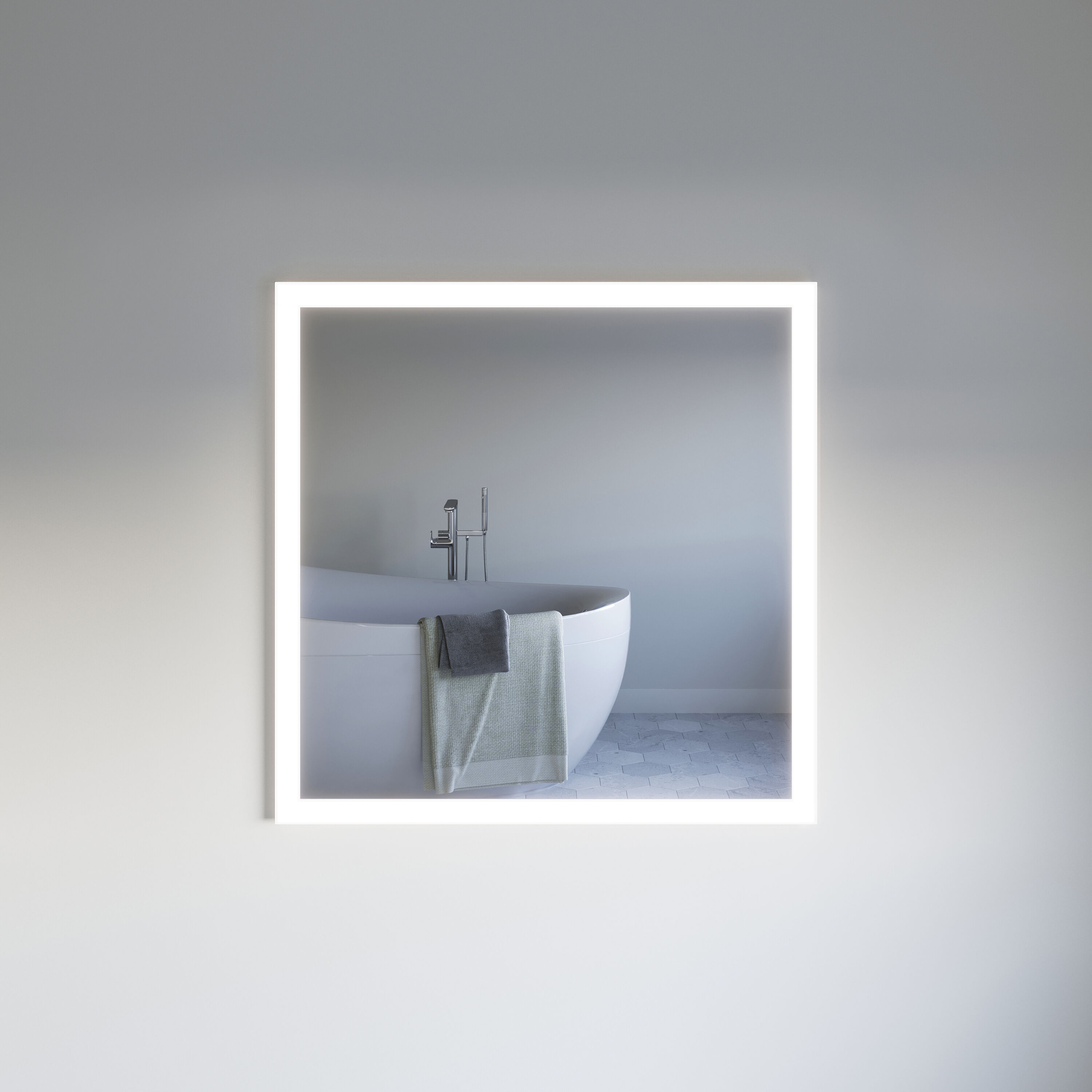Fresca FMR013636 Angelo 36-Inches x 36-Inches Framed Frameless Rectangle Dimmable LED Lighted Fog Free Bathroom Vanity Mirror ( Silver )