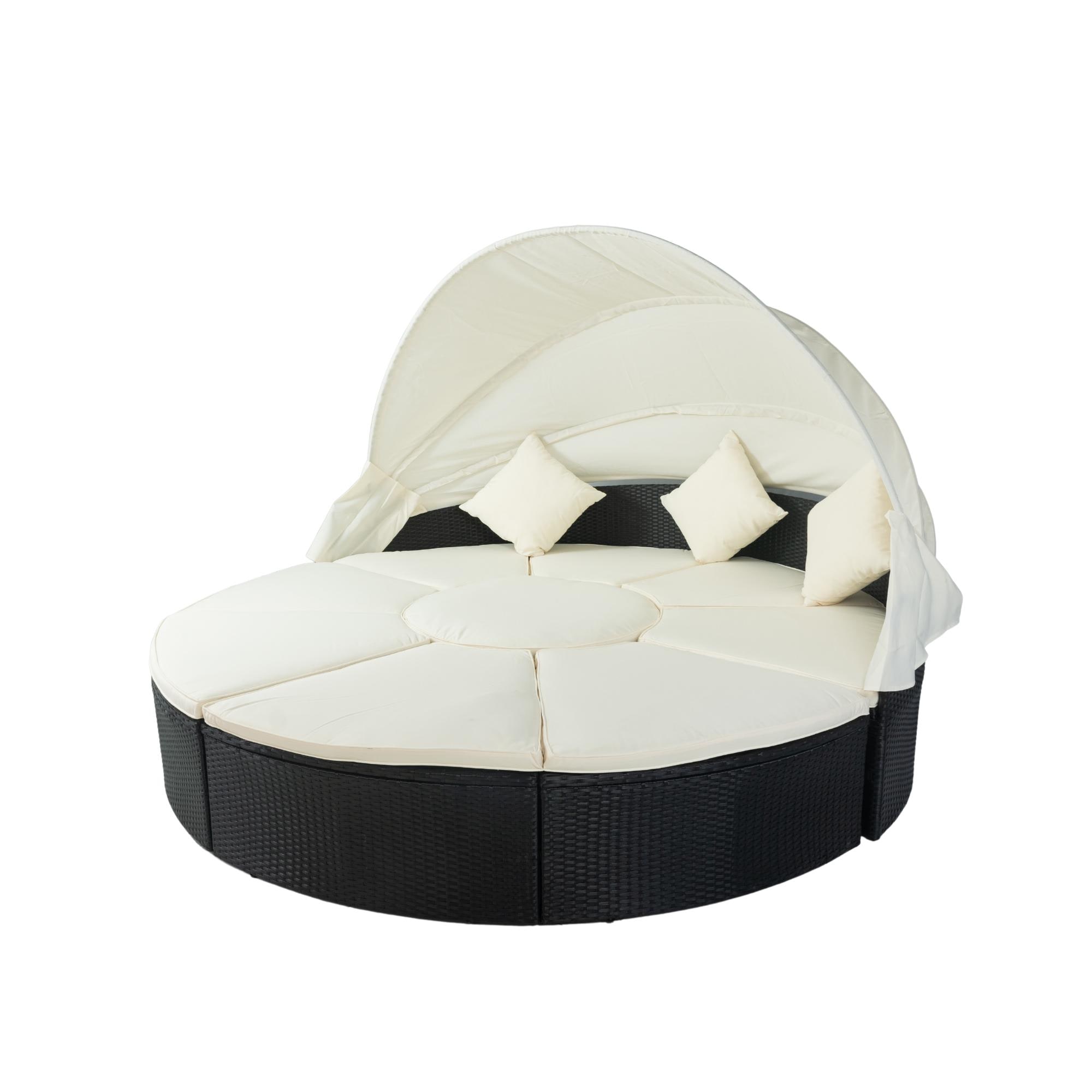 Bayfeve BF-0024ELF 9 -Piece Rattan Patio Sofa Conversation Set with White Cushions