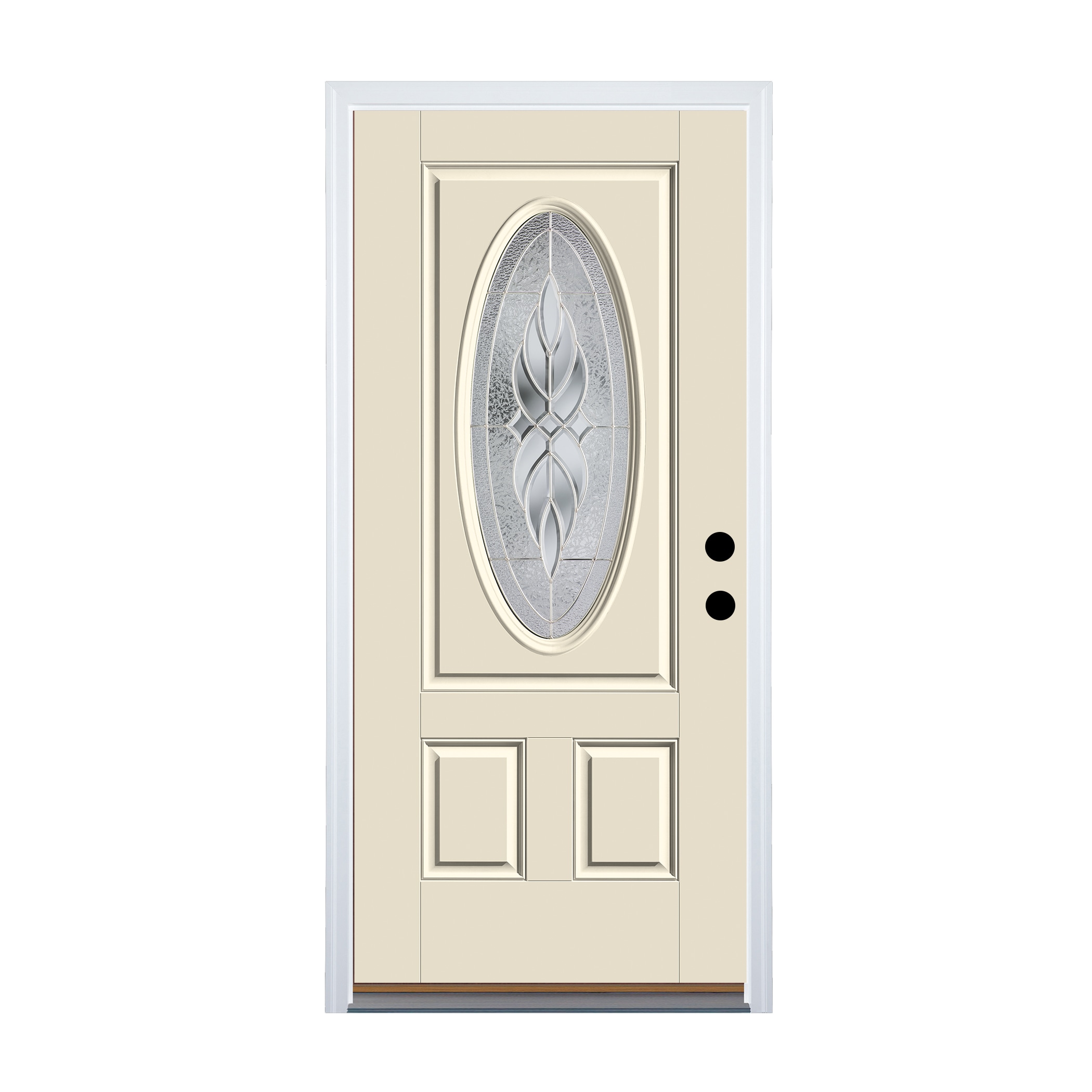 Varissa 36-in x 80-in Fiberglass Oval Lite Left-Hand Inswing Unfinished Prehung Front Door Insulating Core in White | - Therma-Tru TT649134