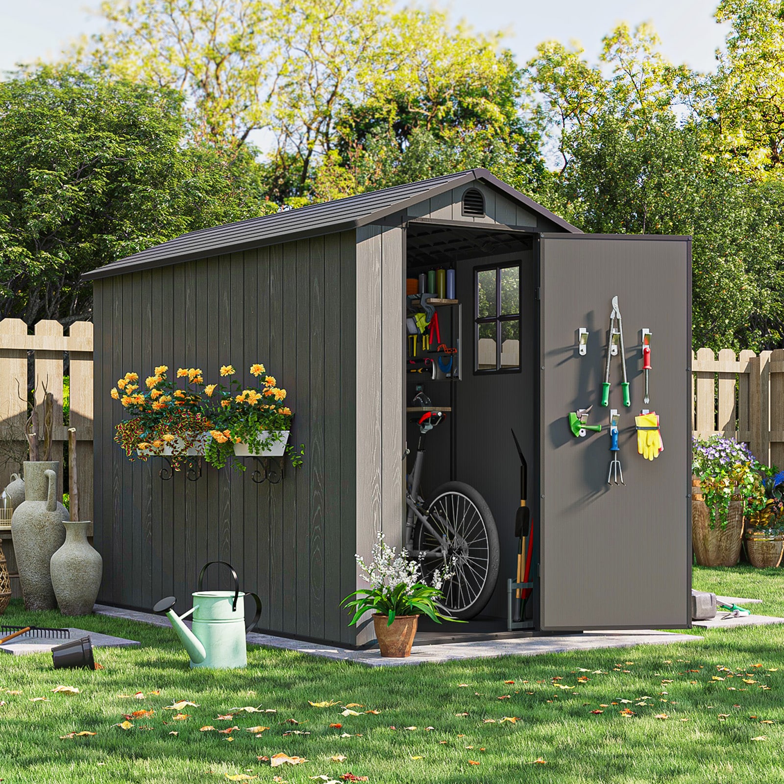 Patiowell WES-0436A-DGY Vinyl-Resin-Storage-Buildings - View #2