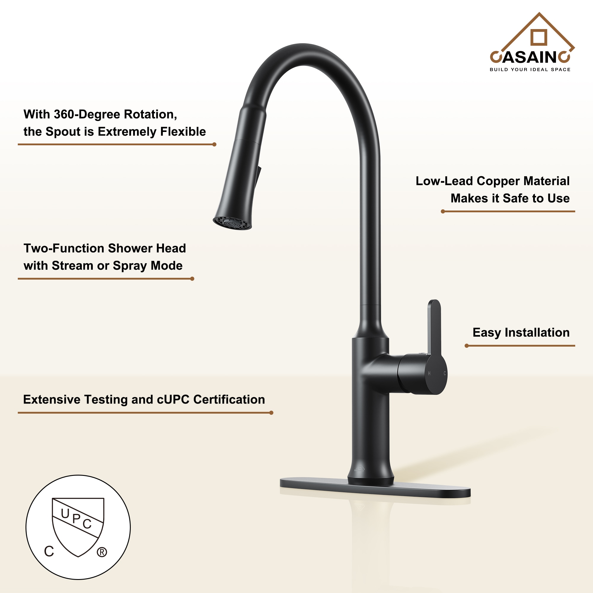 CASAINC CA-YW5BN067 Kitchen-Faucets - View #7