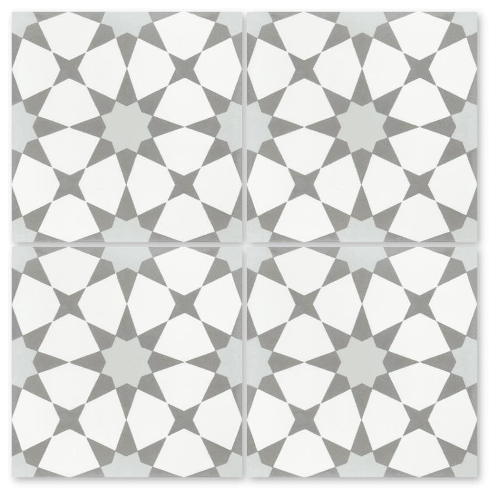 Villa Lagoon Tile LS-TAZA1-S2-P16 Taza Silver 8-in x 8-in Unglazed Cement Patterned Floor and Wall Tile (6.8889-sq. ft/ Carton)