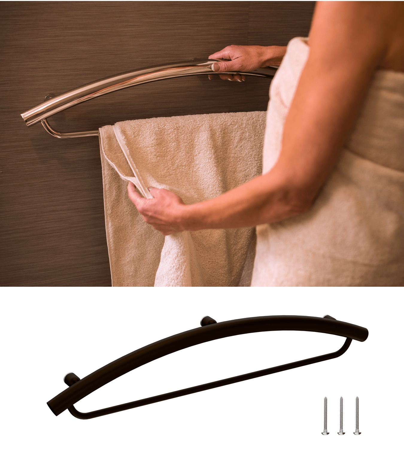 Invisia INV-TB24-ORB 24-in Oil Rubbed Bronze Wall mount ADA Compliant Grab Bar ( 500-lb Weight Capacity )