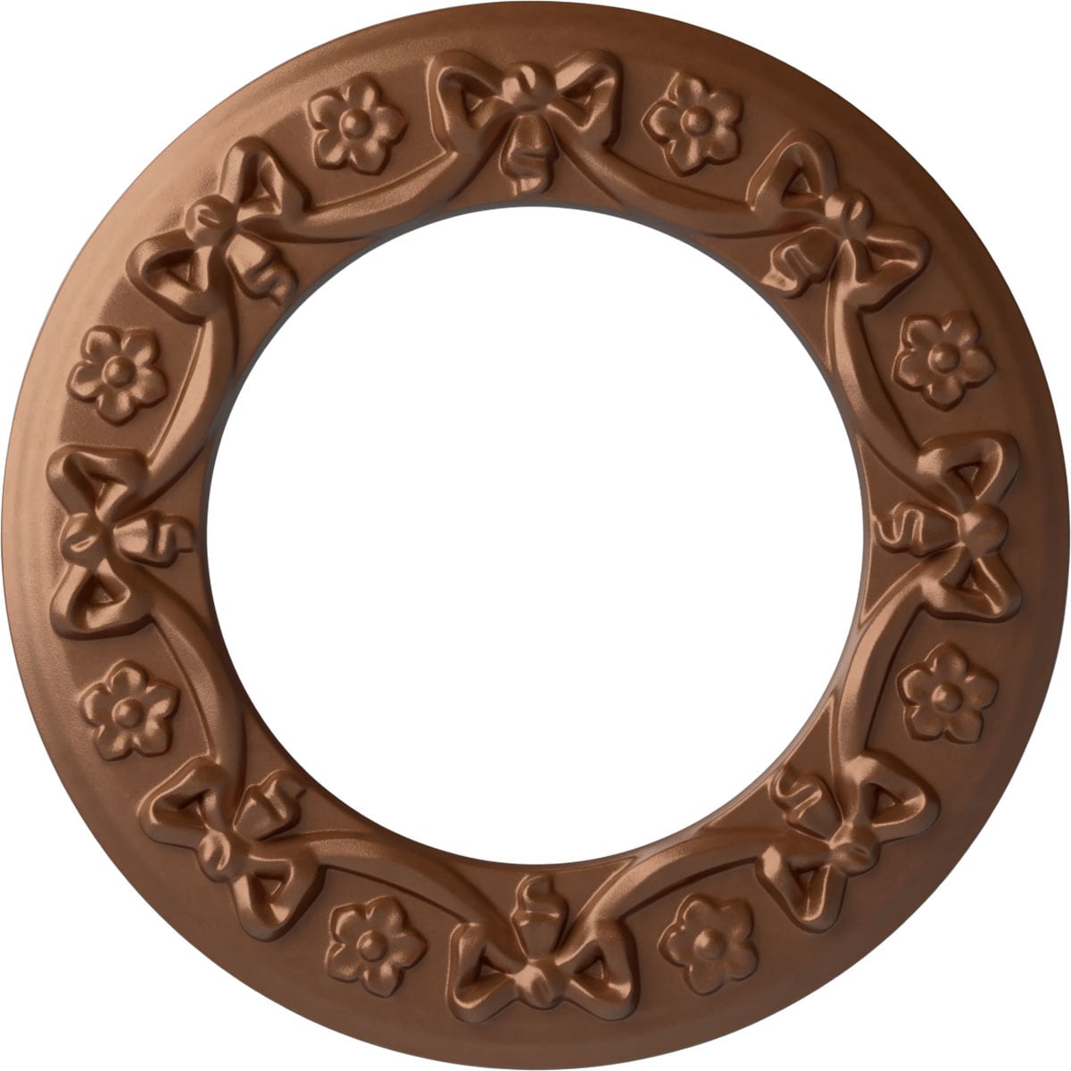 Ekena Millwork CM12RIPOS Ribbon with Bow 12.25-in W x 12.25-in L Painted Polished Copper Polyurethane Whole Ceiling Medallion