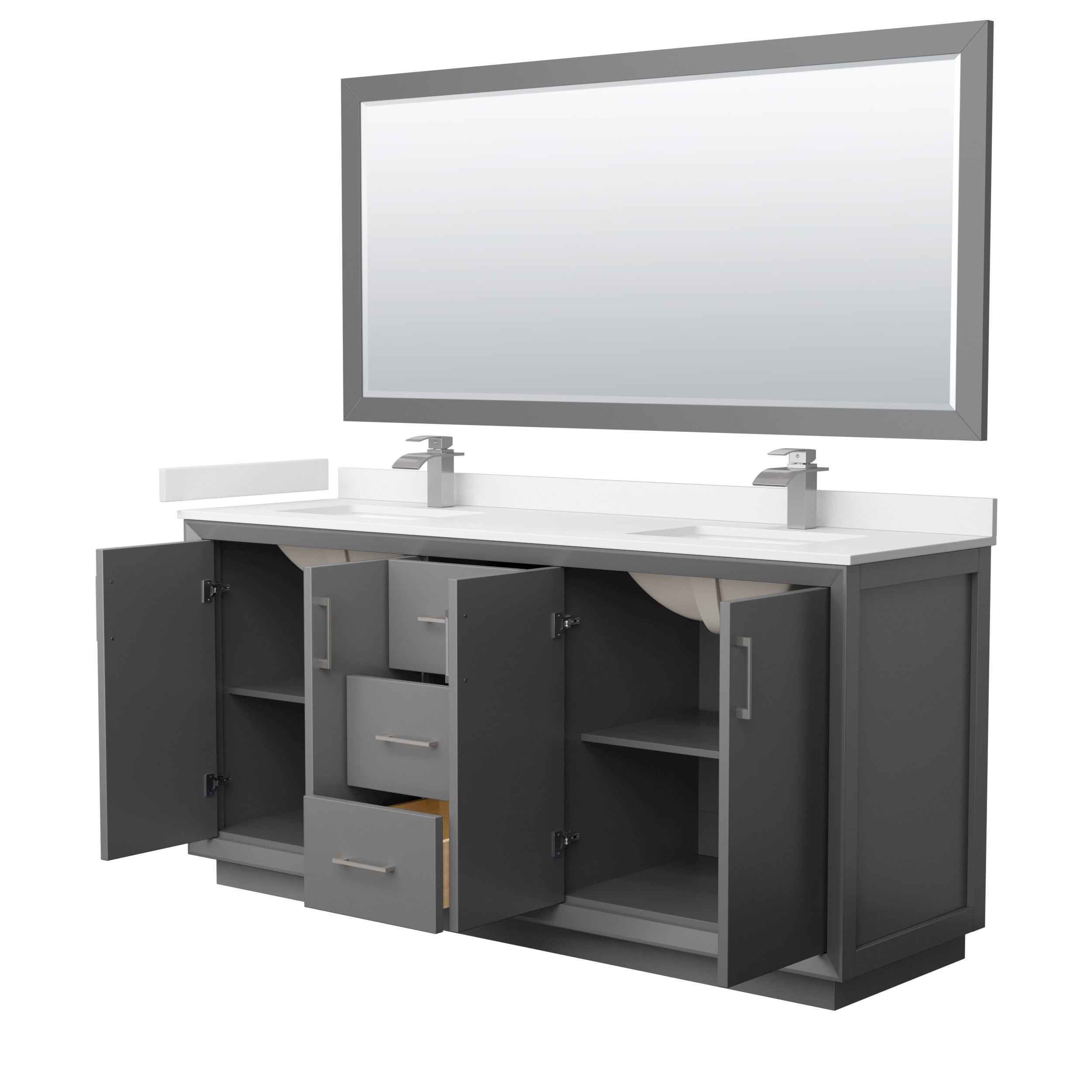 Wyndham Collection WCF414172DKGWCUNSM70 Bath-Vanity-Combo - View #2