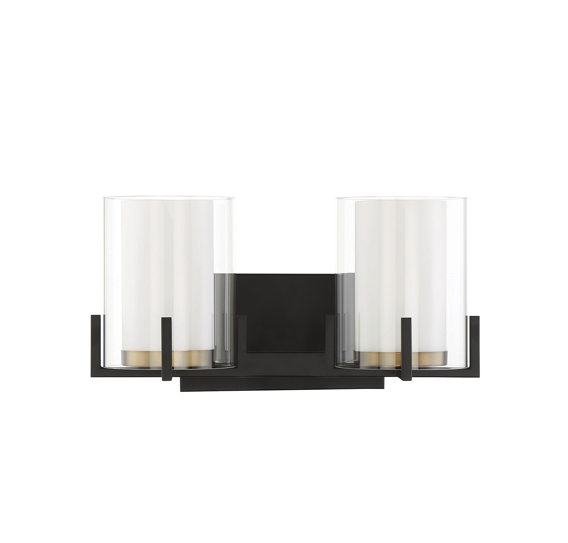 Eaton Contemporary Outdoor Vanity Light in Matte Black and Warm Brass