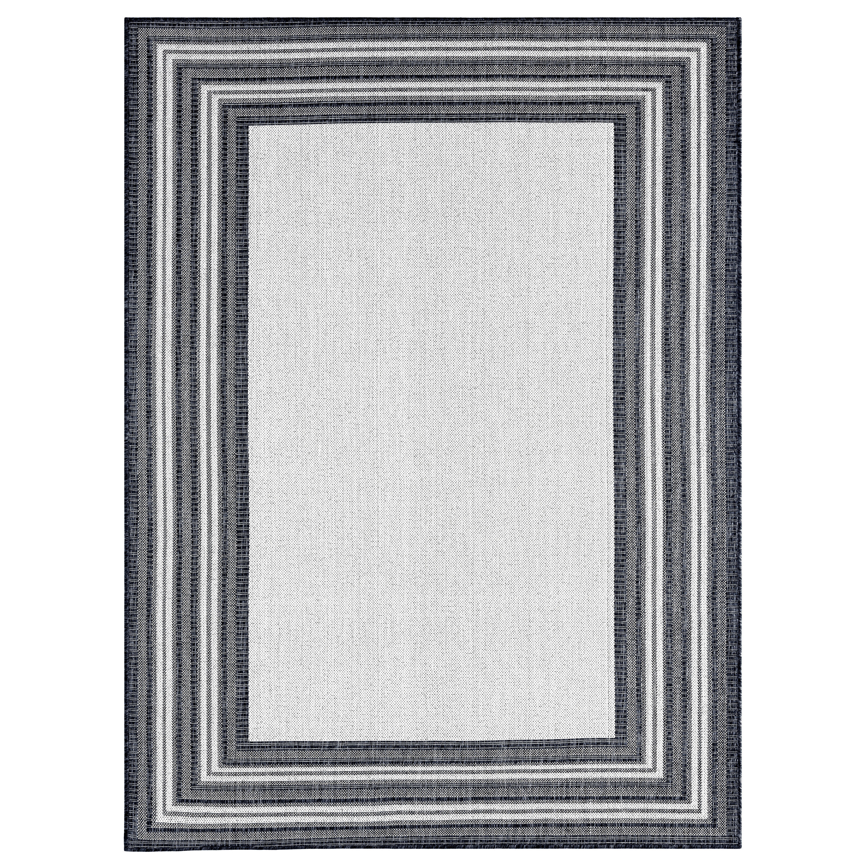 Nicole Miller 2-2768-127 5 x 7 (ft) Loomed Polypropylene Grey Rectangular Indoor/Outdoor Border Area rug