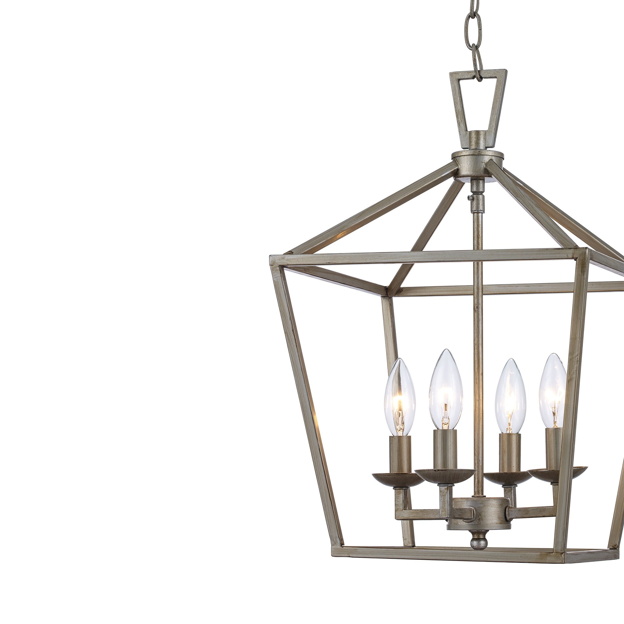 Antique Silver Leaf Glass Pendant Light with Bronze Accents