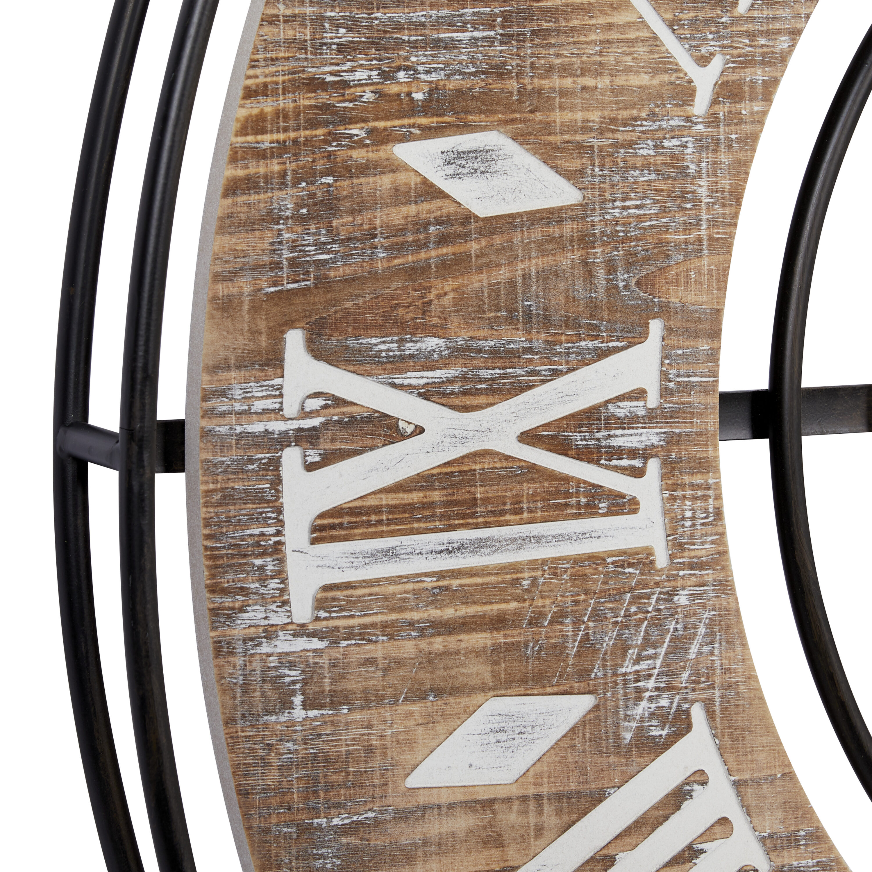 34" Brown Metal and Wood Industrial Wall Clock