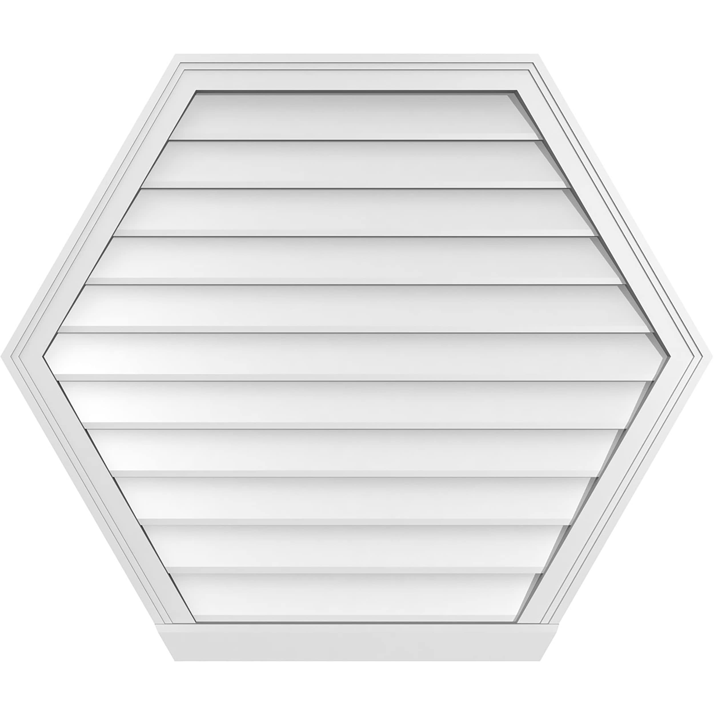 Ekena Millwork GVPHP40X3403SN 40-Inches x 34-Inches Off-white Peaked PVC Gable Louver Vent