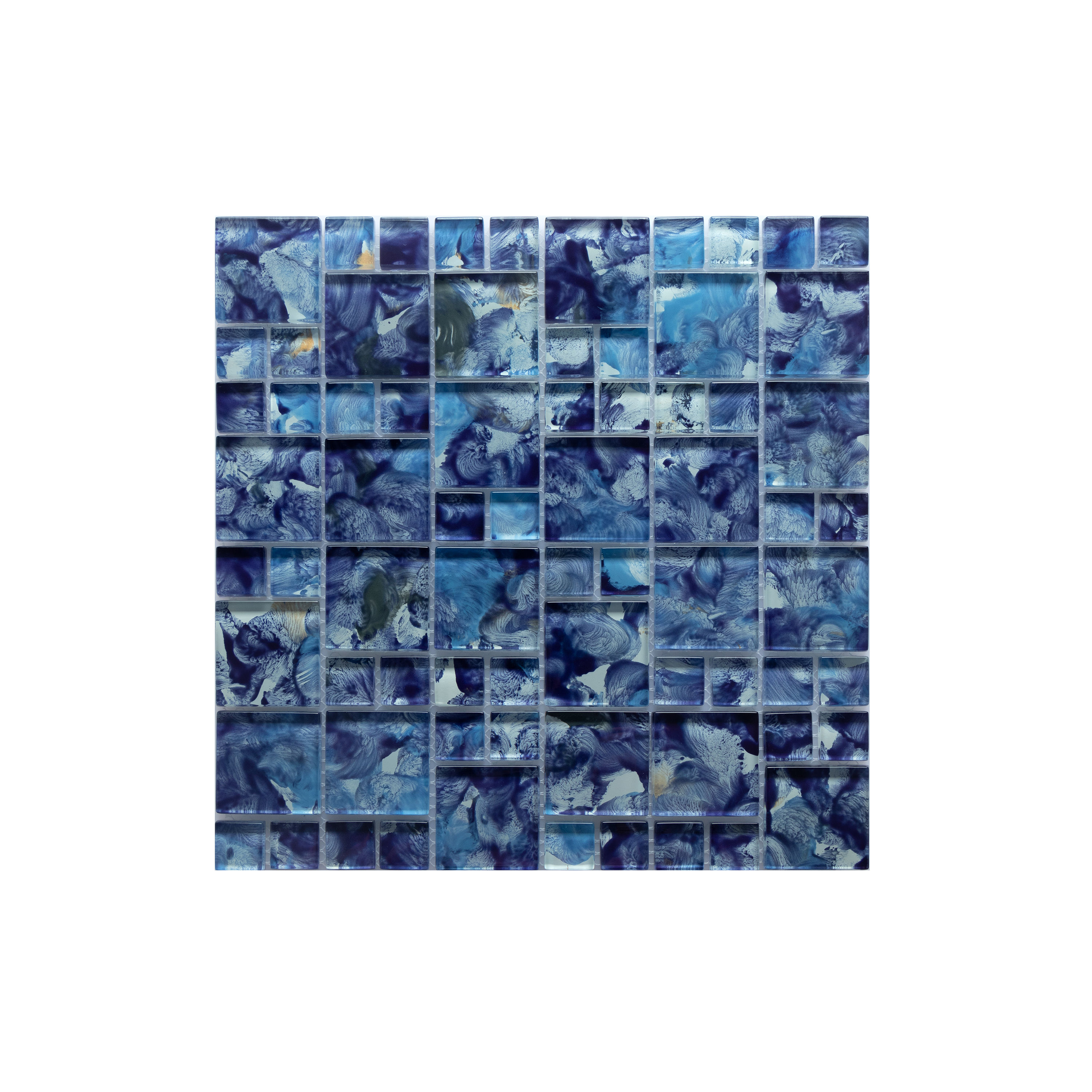 WS Tiles WST-X23 Swimming Pool Series Pacific Blue 12-in x 12-in Hand-painted Glass Versailles Mosaic Wall Tile ( 5-sq ft Carton )