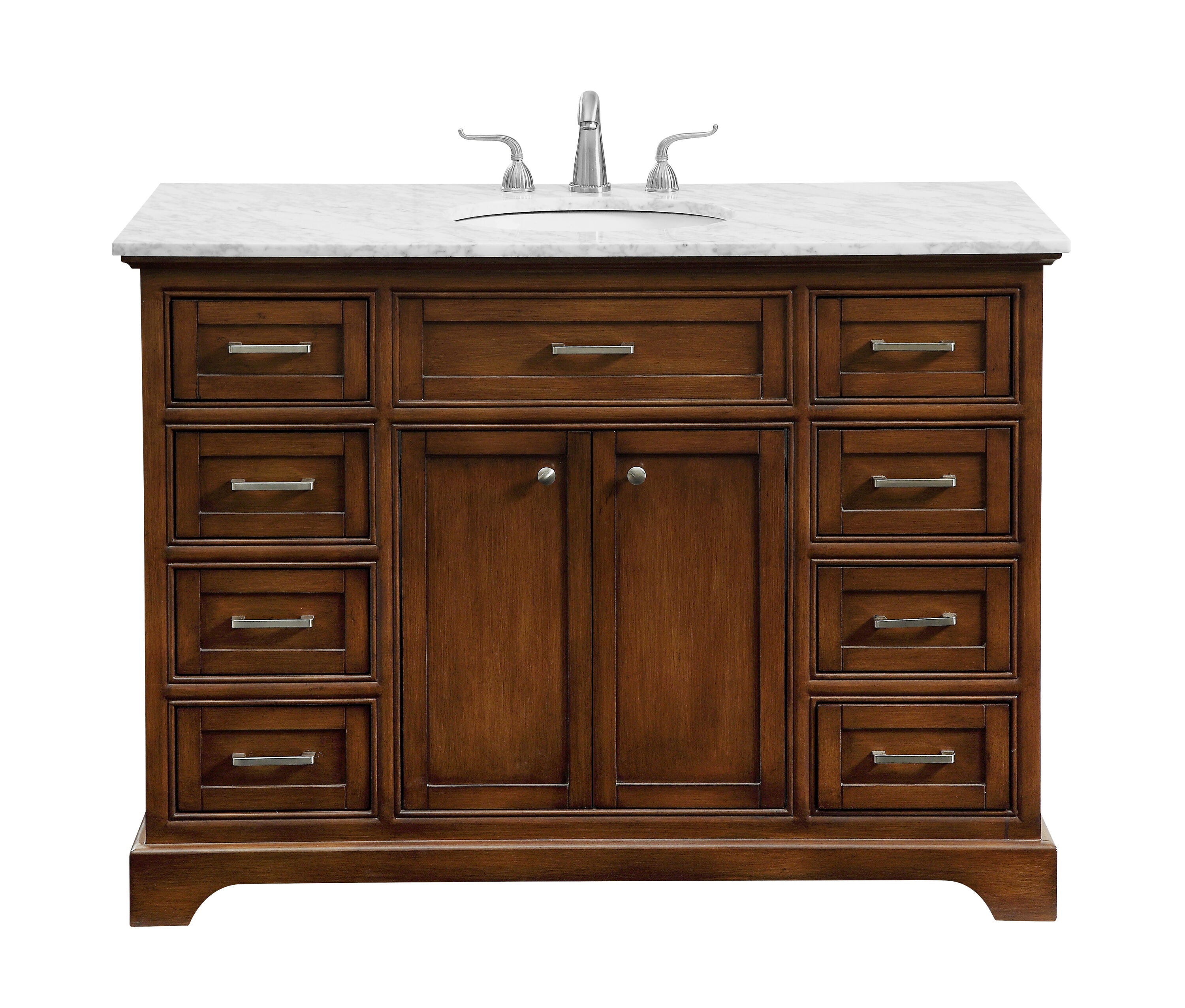 Elegant Decor FI45048TK First Impressions 48-in Brown Undermount Single sink Bathroom Vanity with Carrara White Marble Top