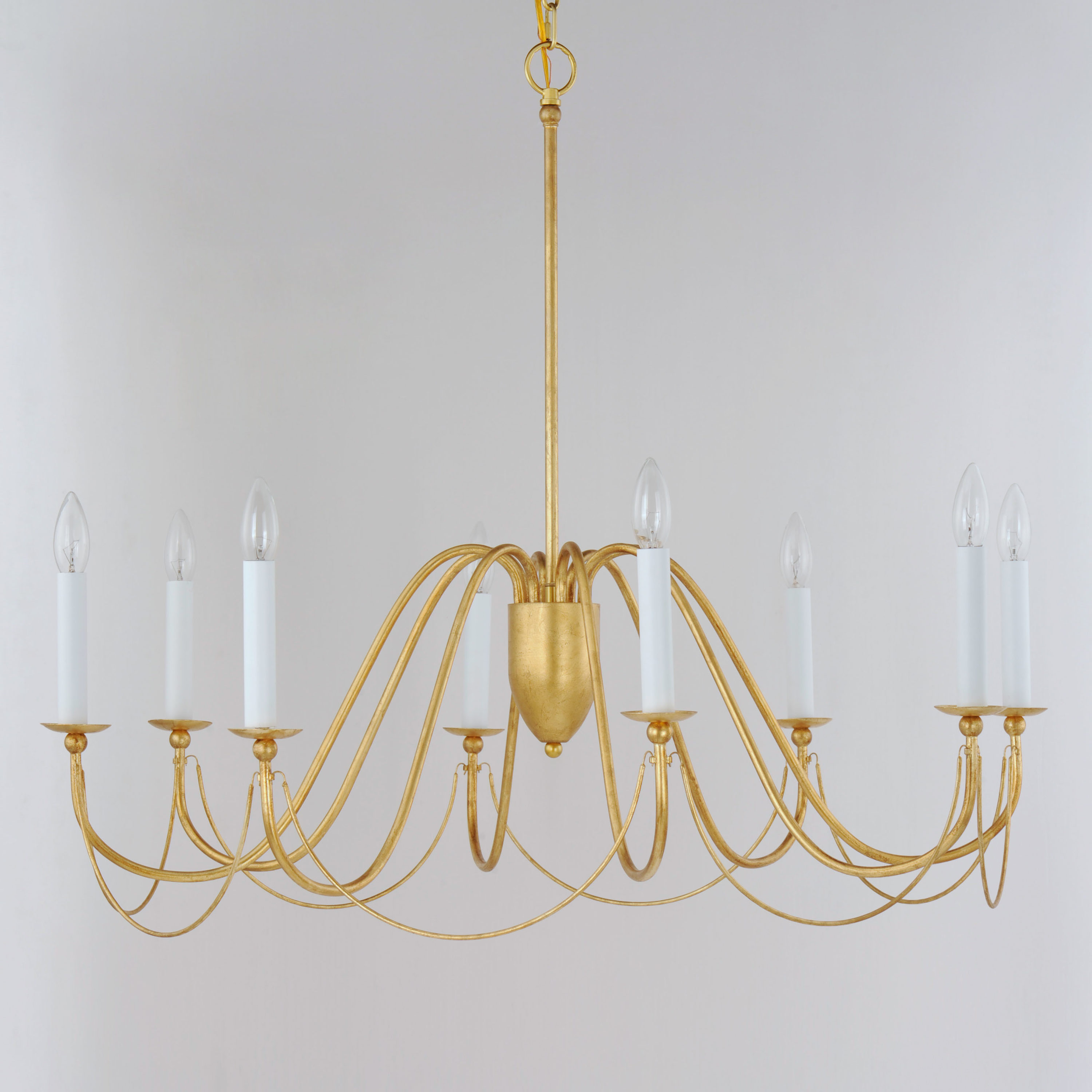 Plumette 36" Gold Leaf 8-Light Candle Chandelier