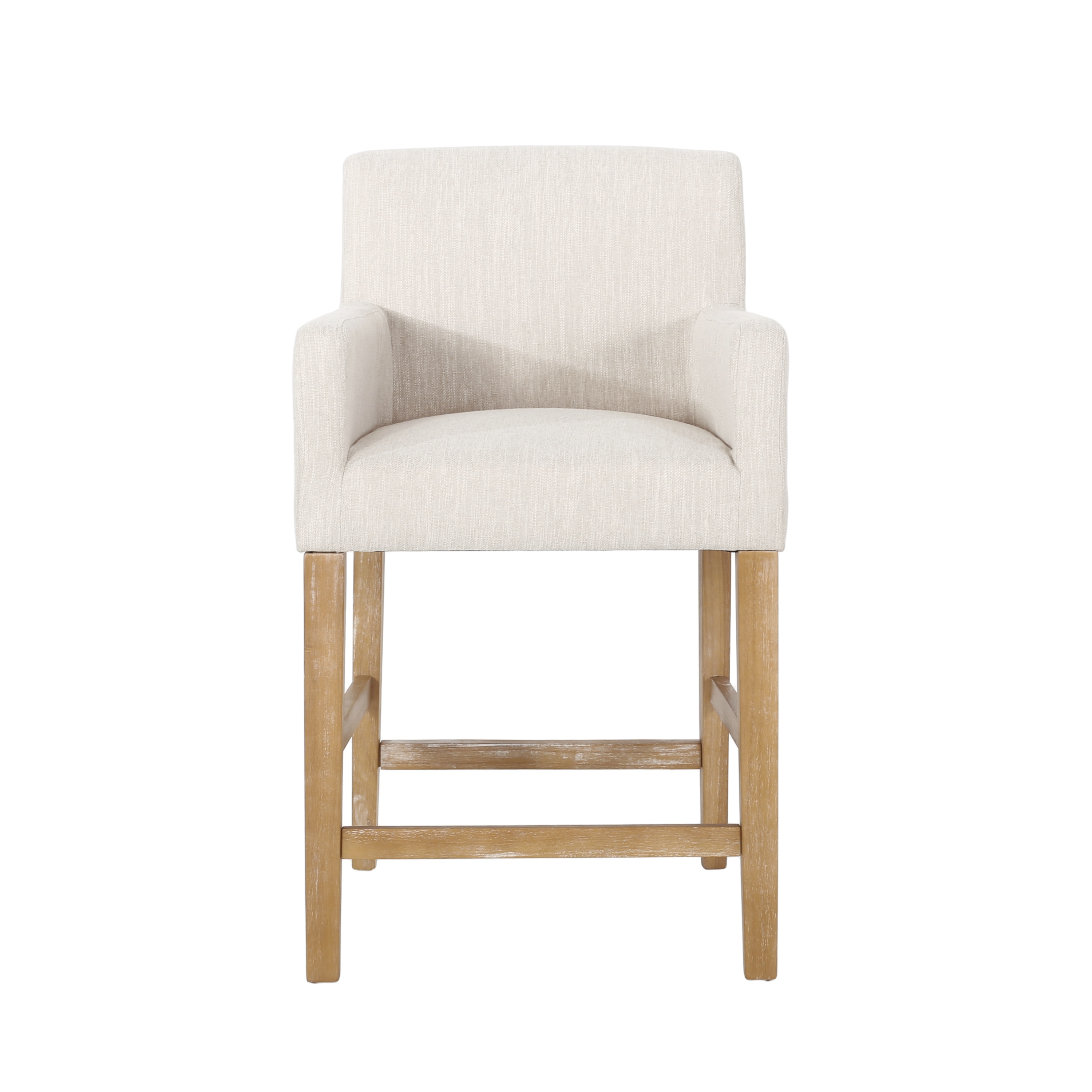 Best Selling Home Decor 318131 Beige 26-in H Counter height (24-in to 27-in) Square Seat Upholstered Wood Back Bar Stool with Arms and Back