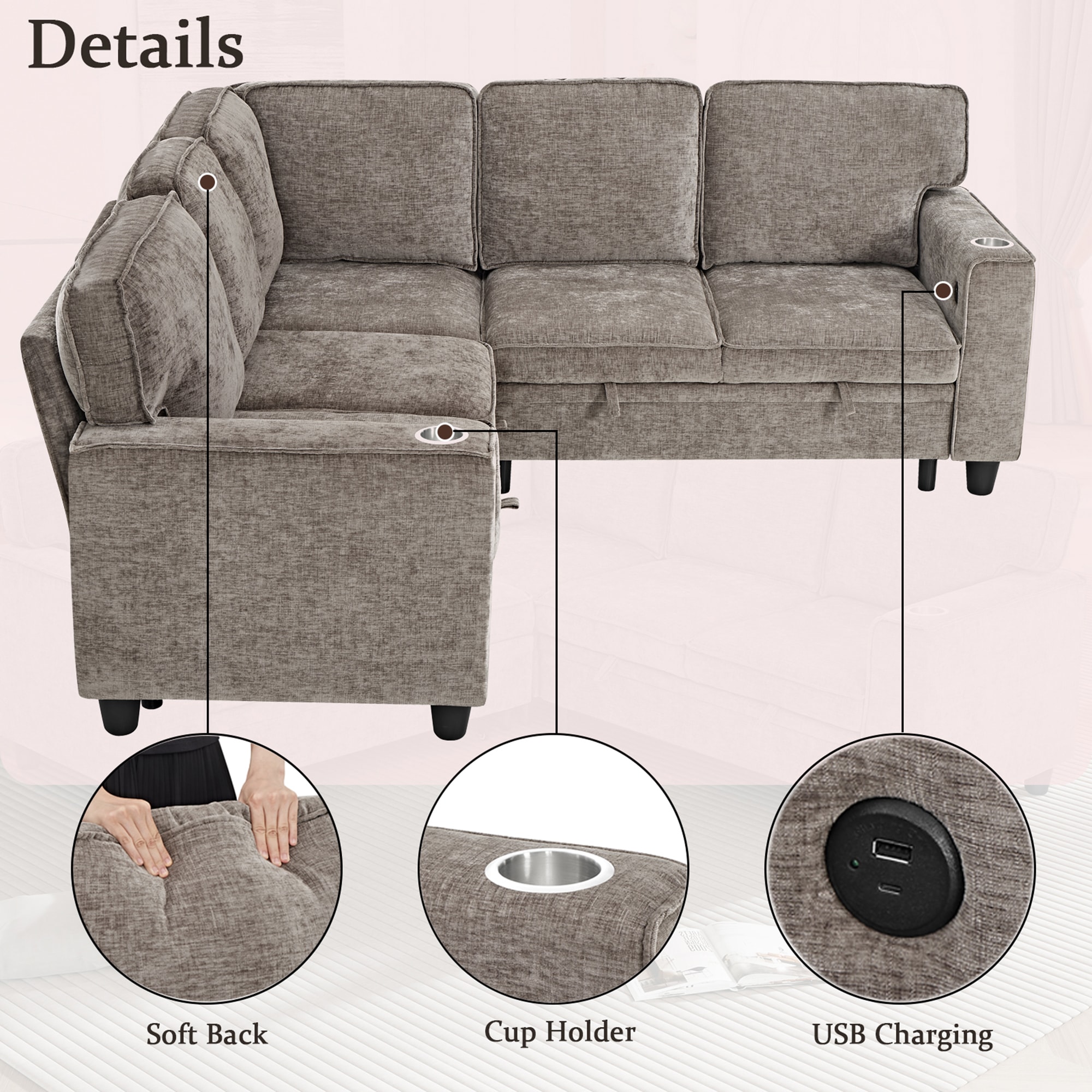 SINOFURN SYA370159GY Sofas-Loveseats - View #7