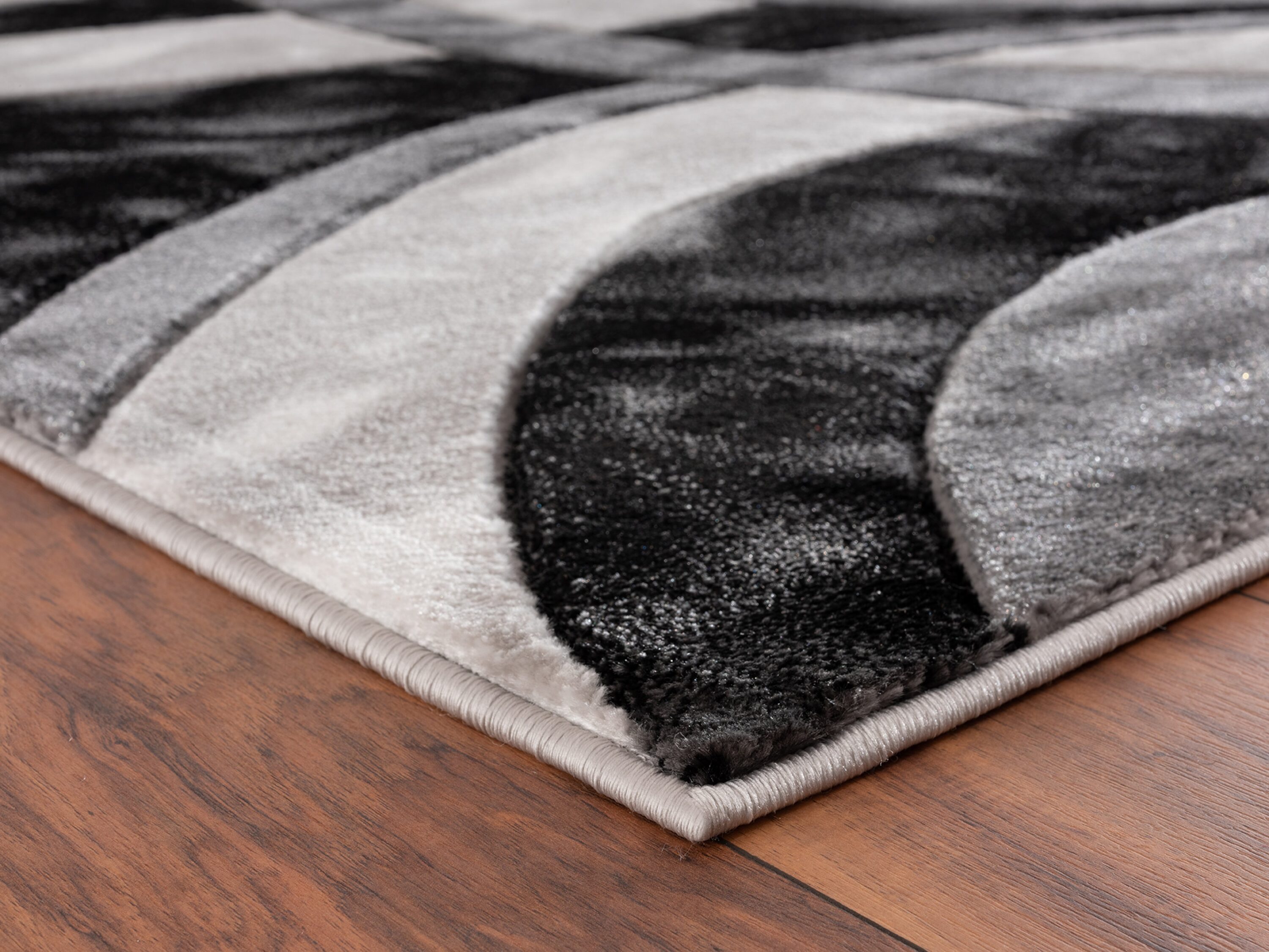 MDA Rugs Orelsi 2 X 12 (ft) Gray/Black Indoor Abstract Runner Rug in ...