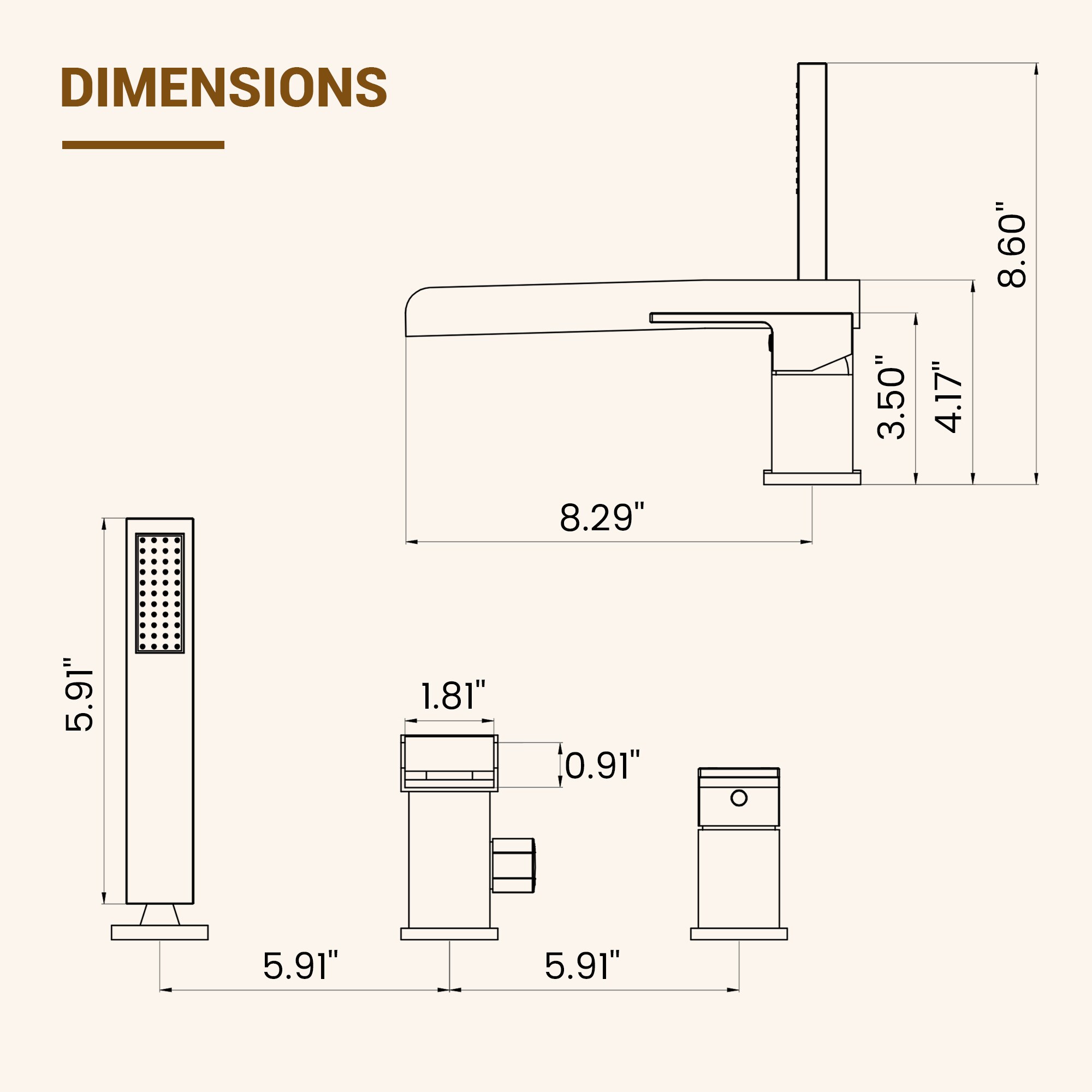 CASAINC CA-H4342-BG Roman-Tub-Faucets - View #7