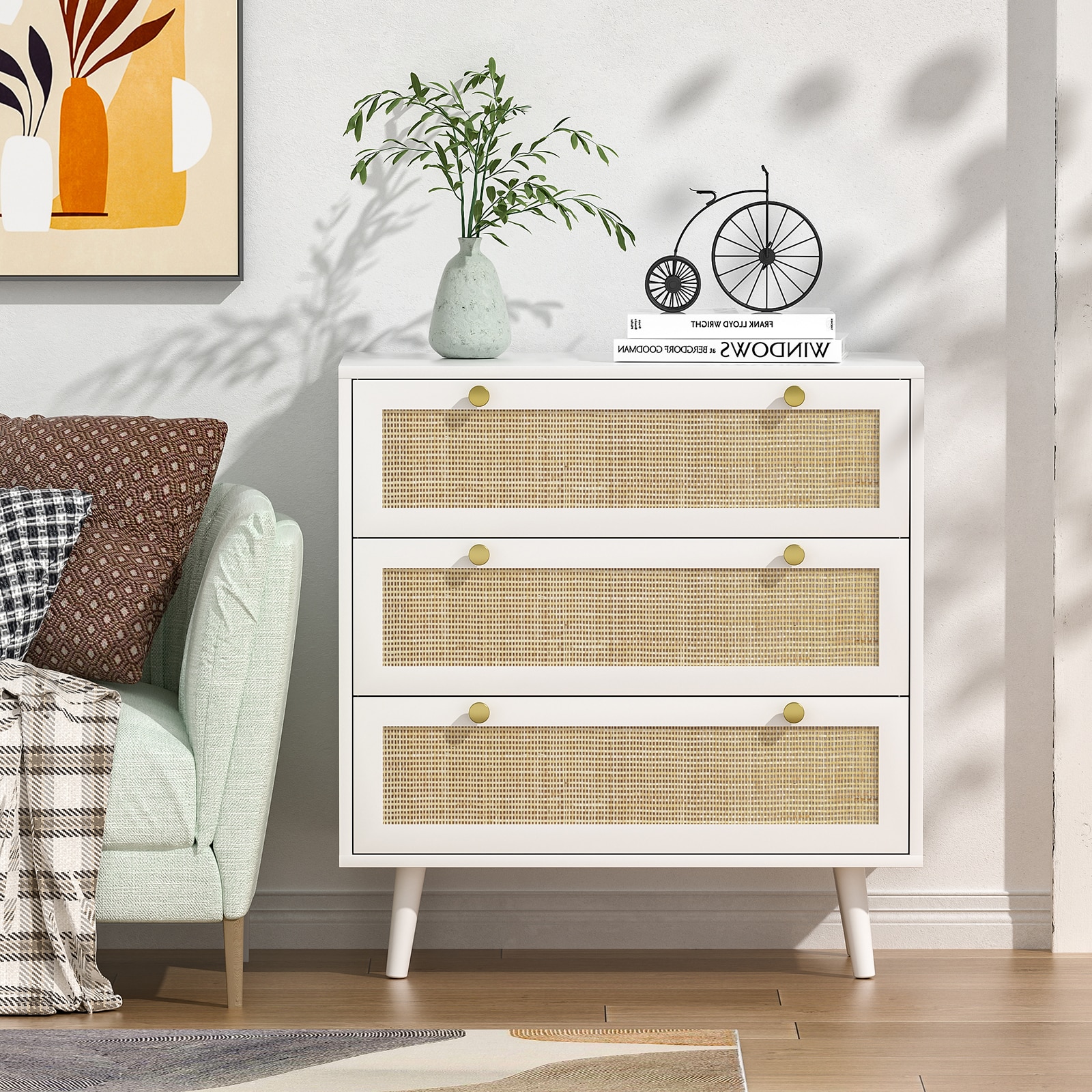 Delarpo H0072 Jerome White Bedroom Organizer 3 -Drawer Standard dresser