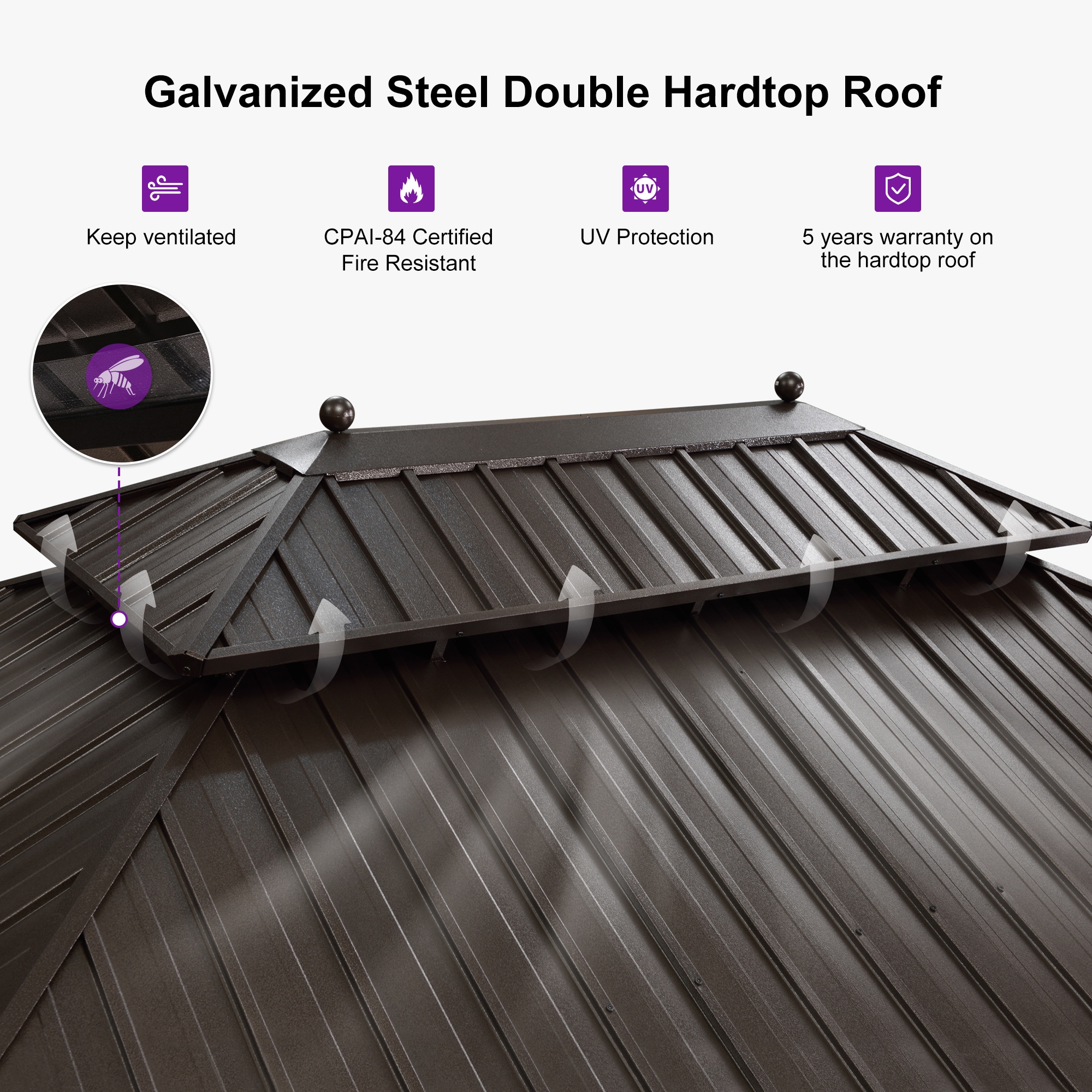 PURPLE LEAF LSMHS1216DNB Wood-Resin-Gazebos - View #12