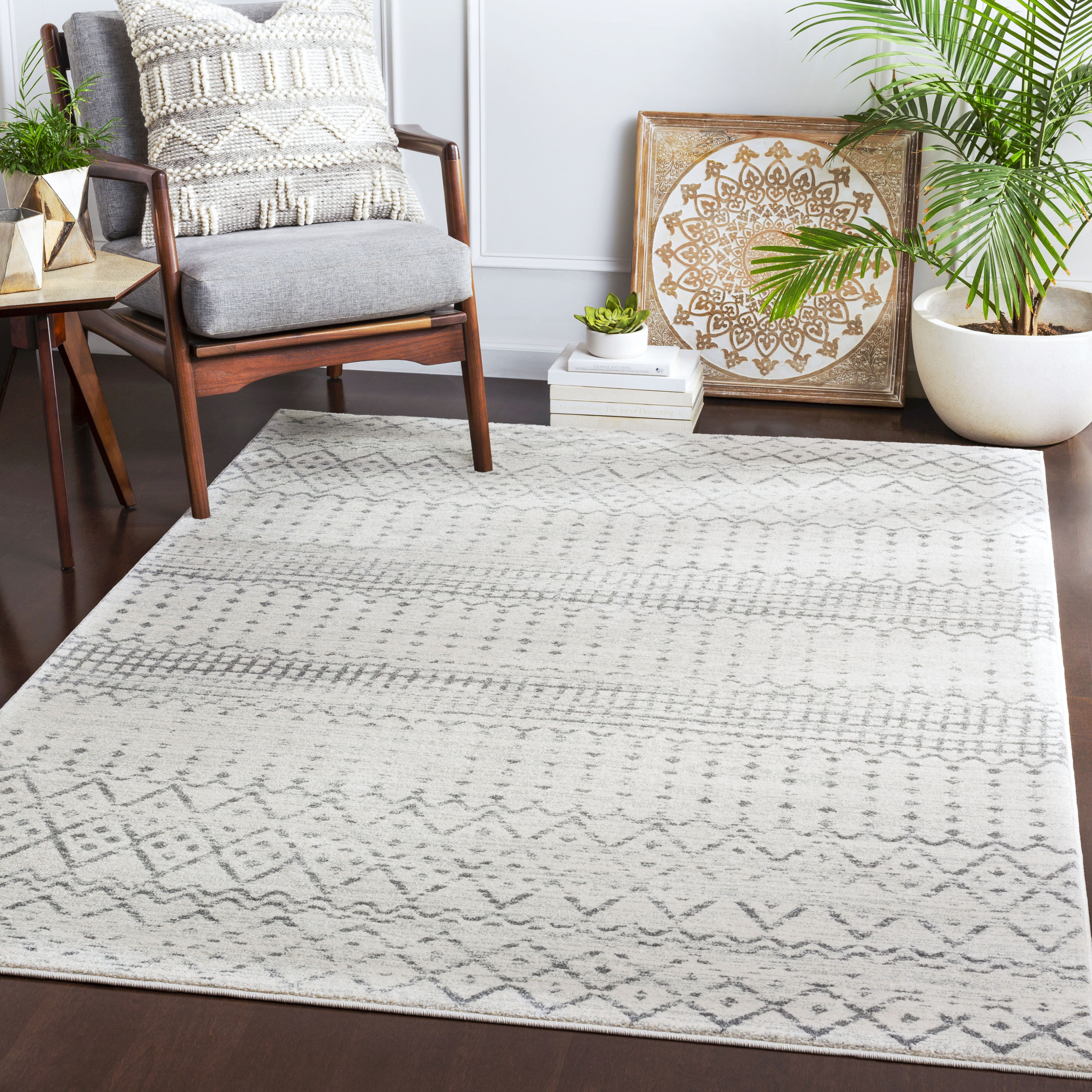 Surya Harput 9 x 12 Gray Indoor Trellis Vintage Area Rug at Lowes.com