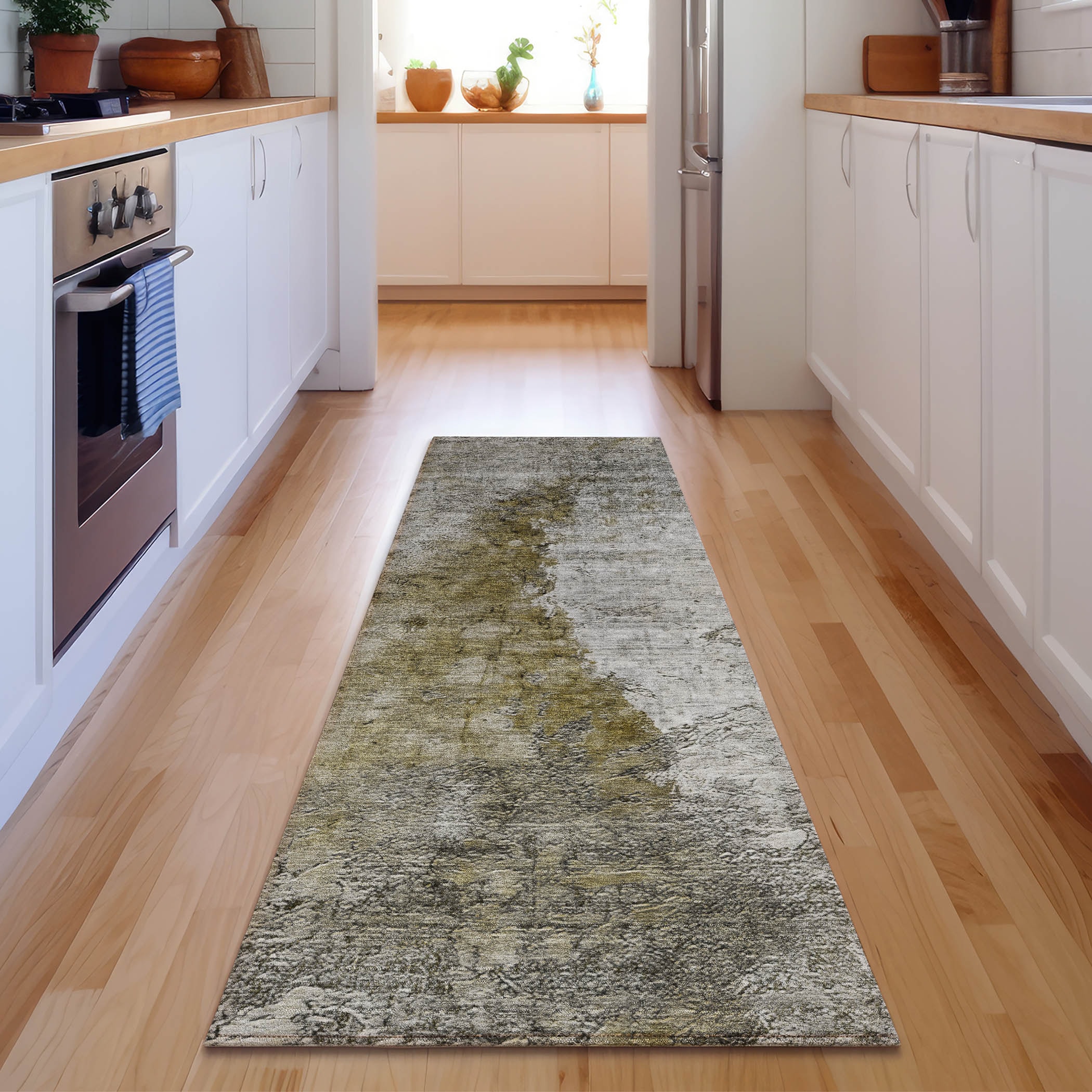 Addison Rugs AMF646BR2X8 Mayfield AMF646BR 2 x 7 (ft) Polyester Brown Rectangular Indoor Abstract Machine washable Runner rug