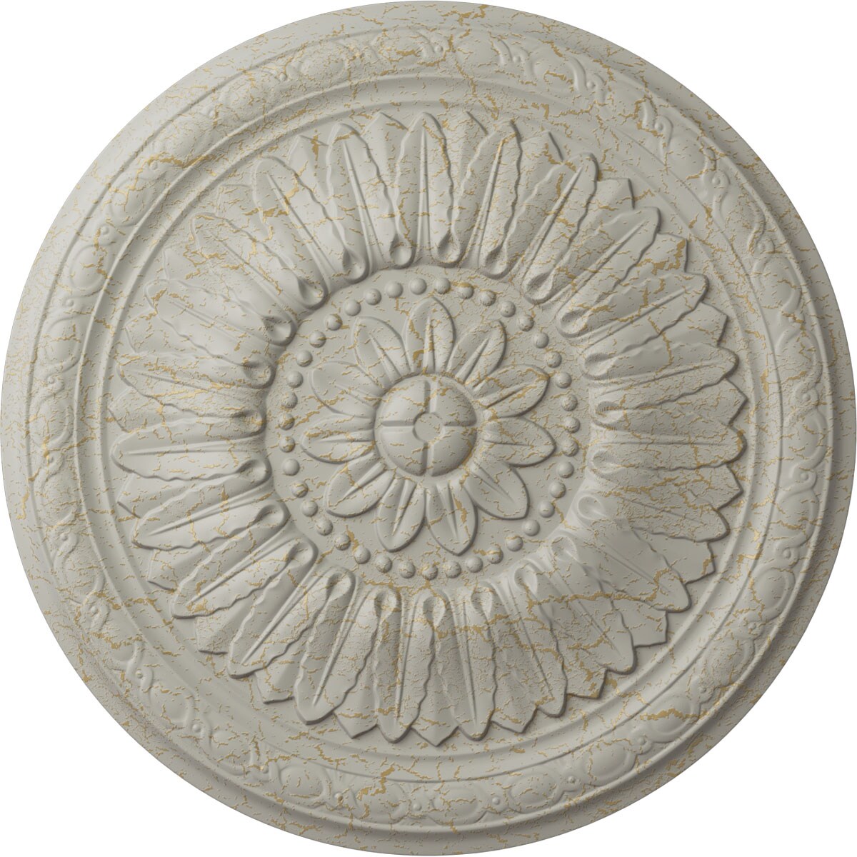 Ekena Millwork CM24TEPCC Temple 24-in W x 24-in L Painted Pot Of Cream Crackle Polyurethane Whole Ceiling Medallion