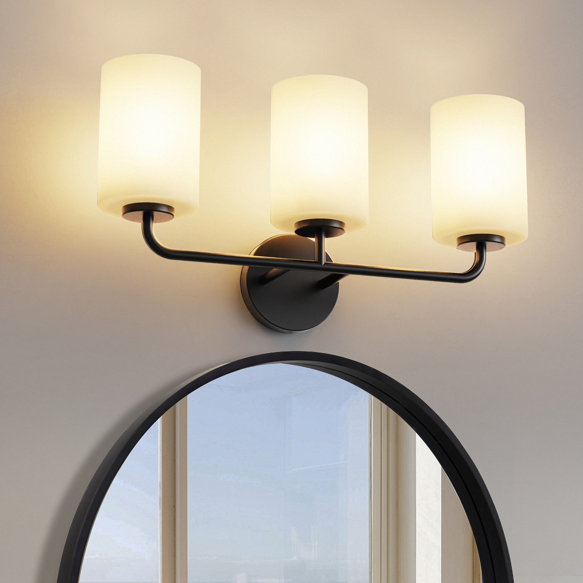 YANSUN LA-ZD-JQ13101CBL-11 20.9-in 3 -Light Matte Black Industrial Vanity light