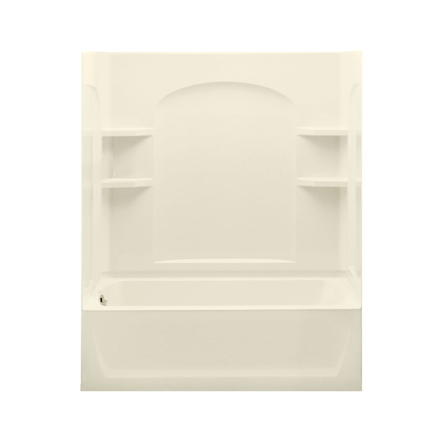 Sterling 71220110-96 Ensemble 32-in x 60.25-in Biscuit Polyresin and Fiberglass Alcove Soaking Bathtub (Left Drain)