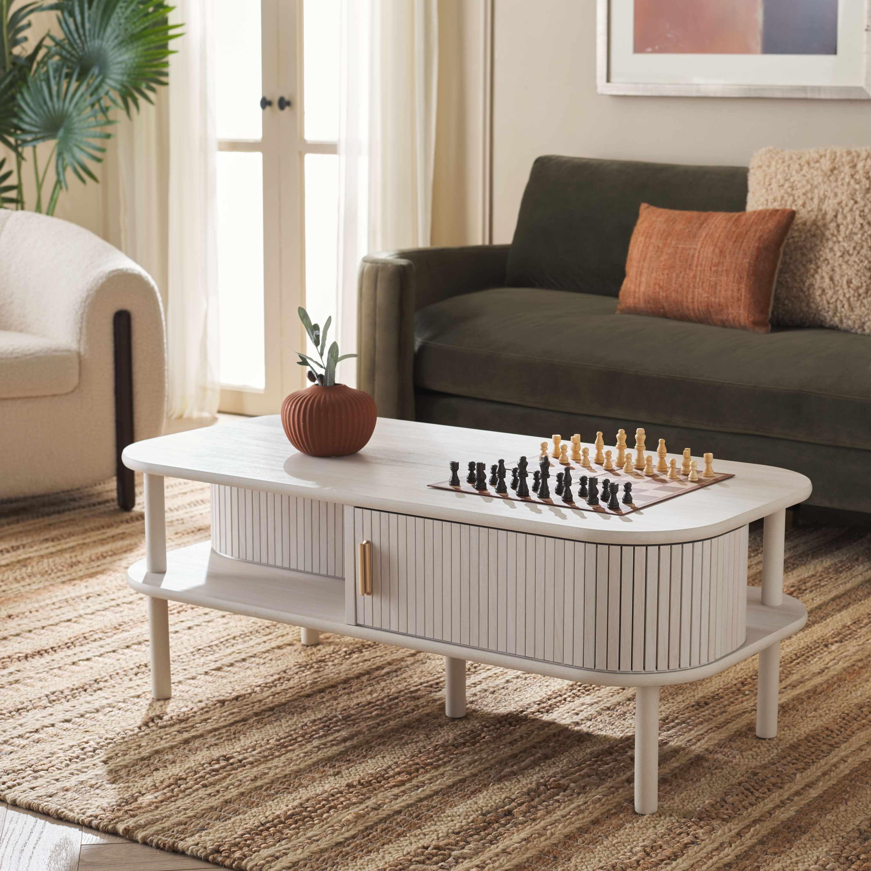 Safavieh COF9606C Tealla Paper Laminate MDF Modern Coffee Table with Storage