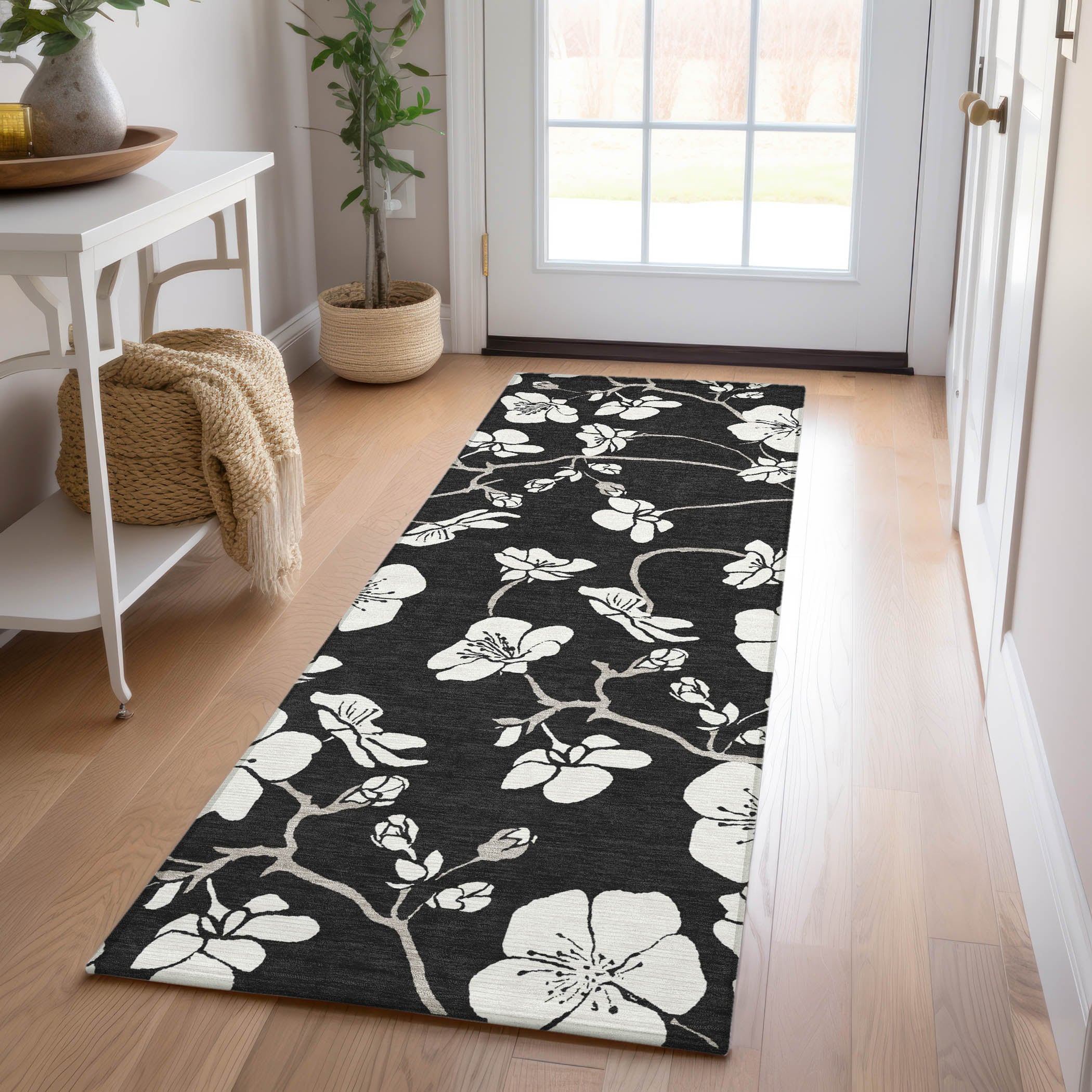Addison Rugs ACN1032BK2X8 Chantille ACN1032BK 2 x 7 (ft) Polyester Black Rectangular Indoor/Outdoor Geometric Machine washable Runner rug