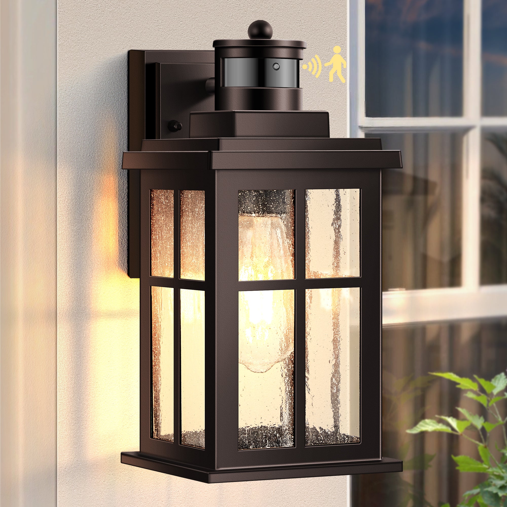 VIANIS 1-Light 10.9-in H Oil Rubbed Bronze Hardwired Motion Sensor Dusk to Dawn Outdoor Wall Light