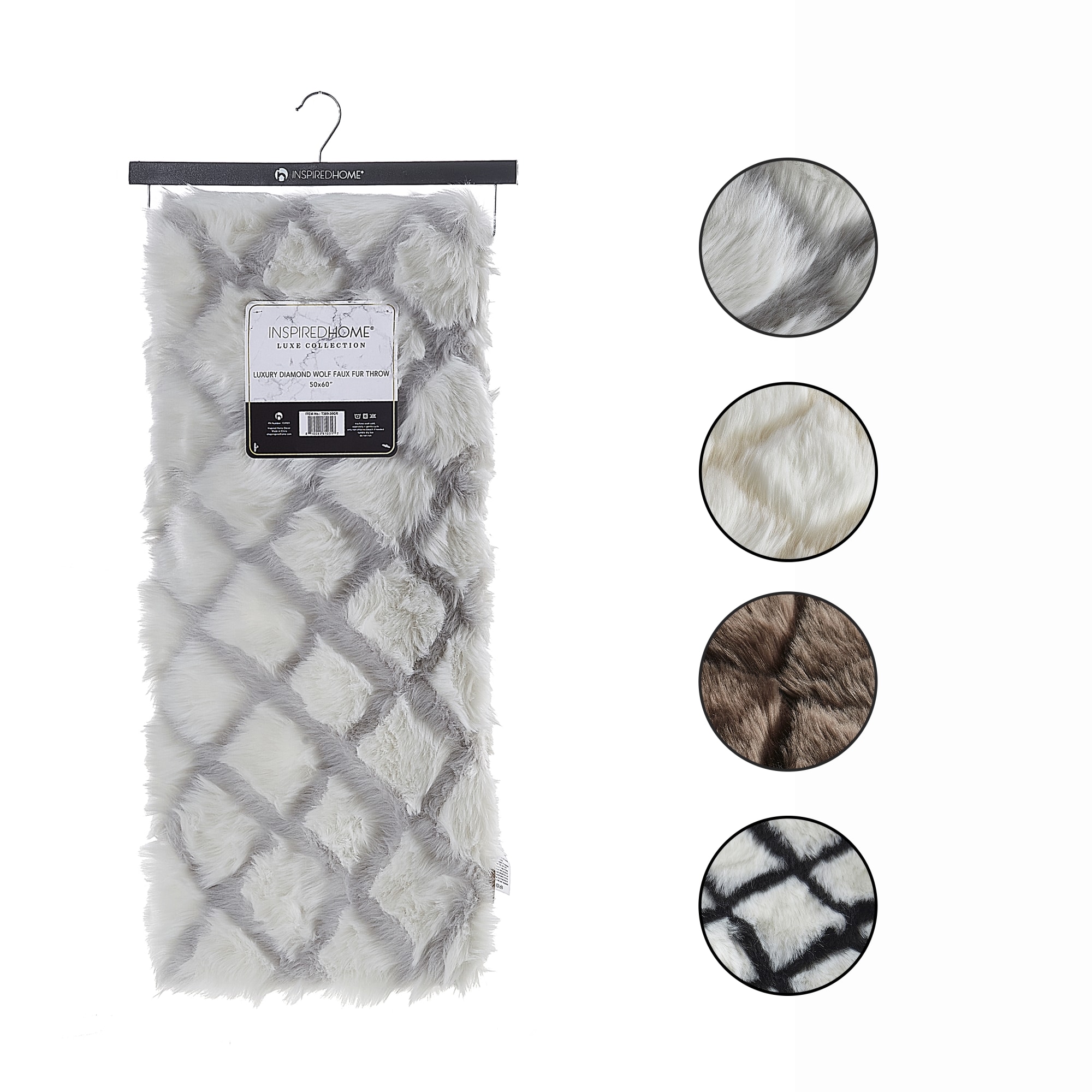 Inspired Home T389-30GR-LS Rishi Grey 50-in x 60-in Acrylic Throw