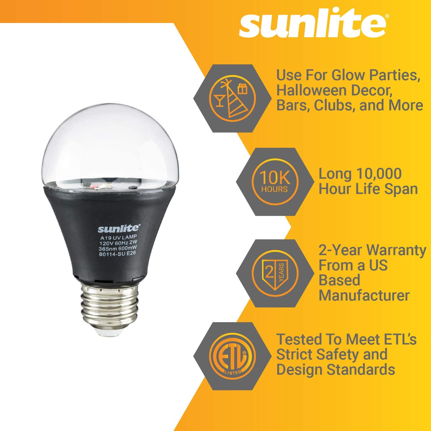 Sunlite A19 Black Medium Base (e-26) LED Light Bulb (6-Pack) in