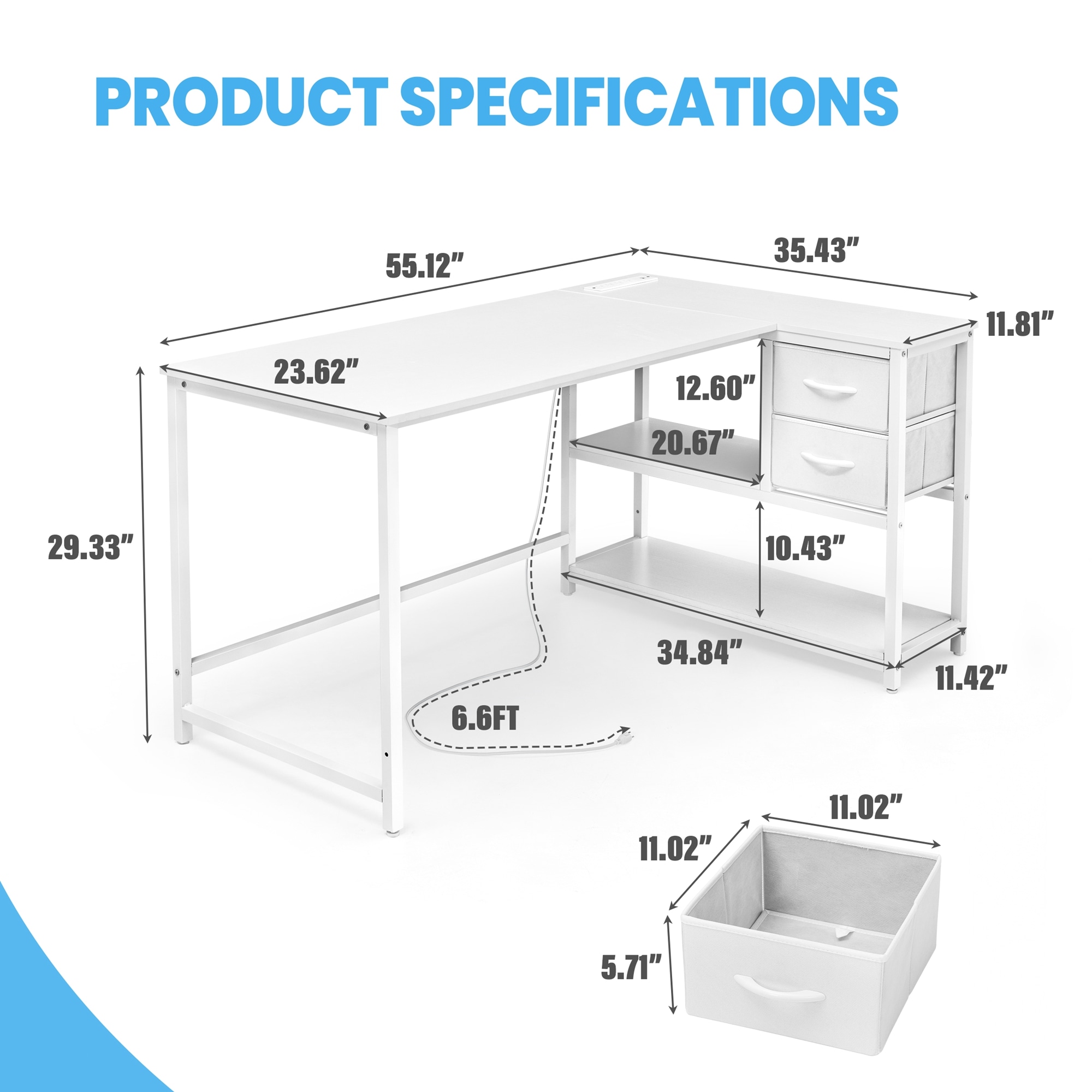 Crestlive Products CL-WT007WHT desks - View #3