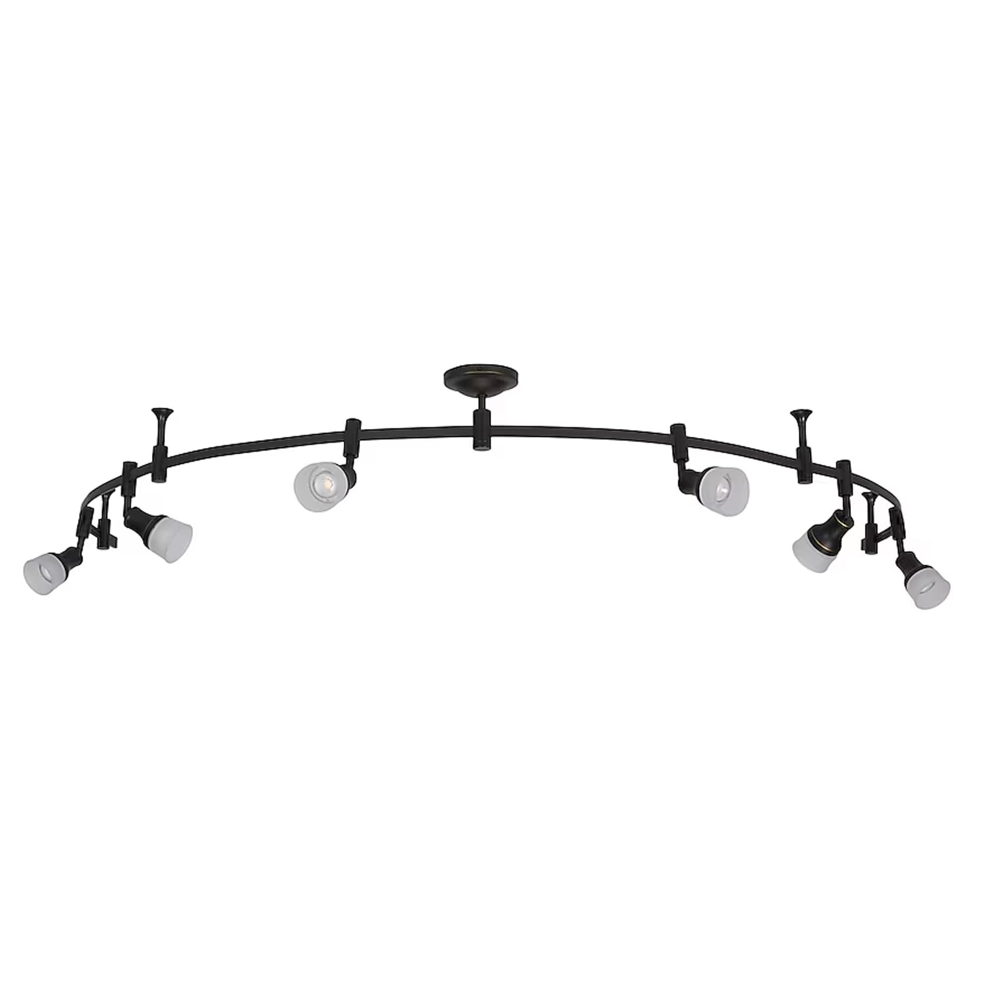 allen + roth TC02417 Sloan 99.48-in 6 -Light Bronze dimmable Integrated Traditional Flexible Track Lighting Kit with Round Frosted Pivoting Heads