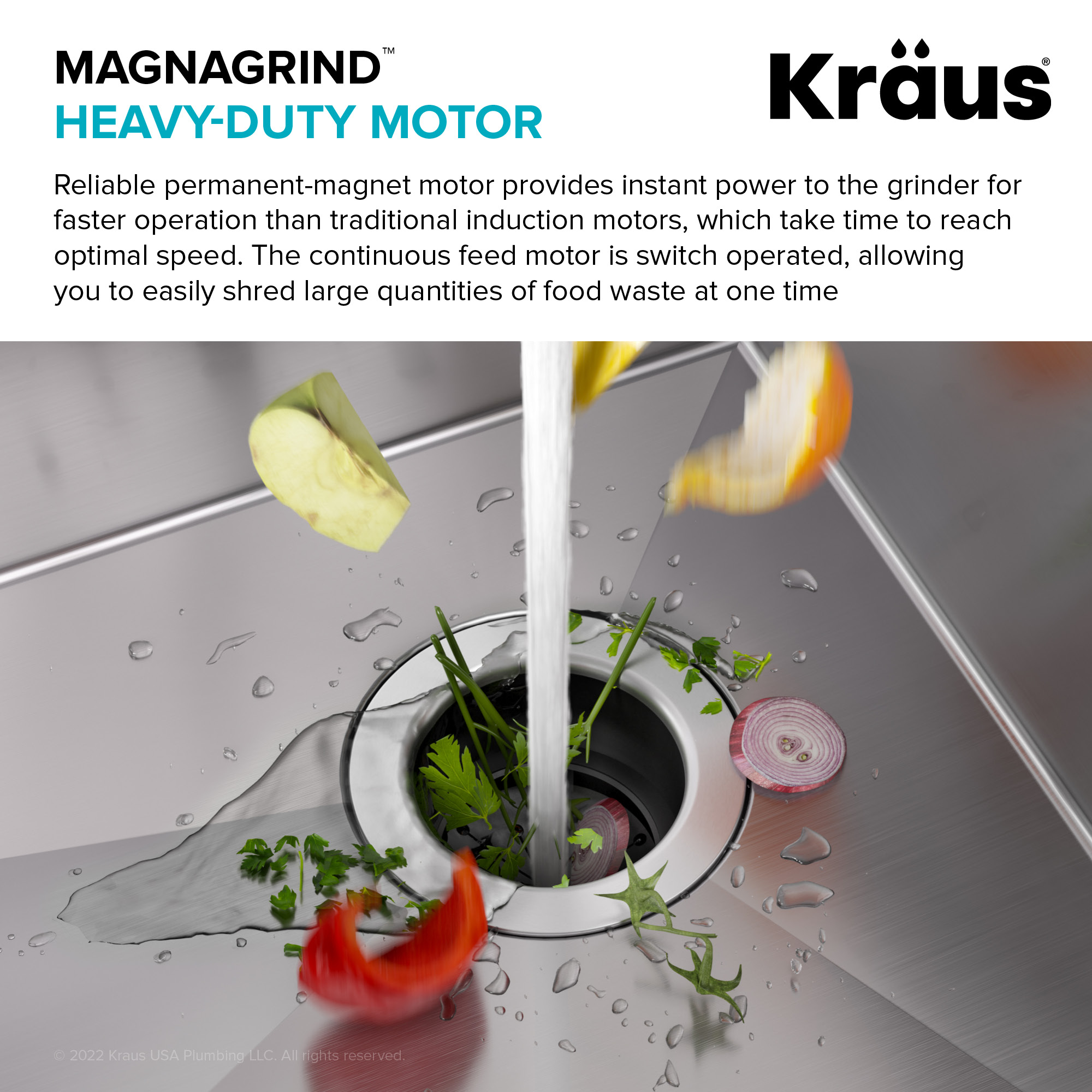 Kraus WasteGuard Corded 1-HP Continuous Feed Noise Insulation Garbage  Disposal at