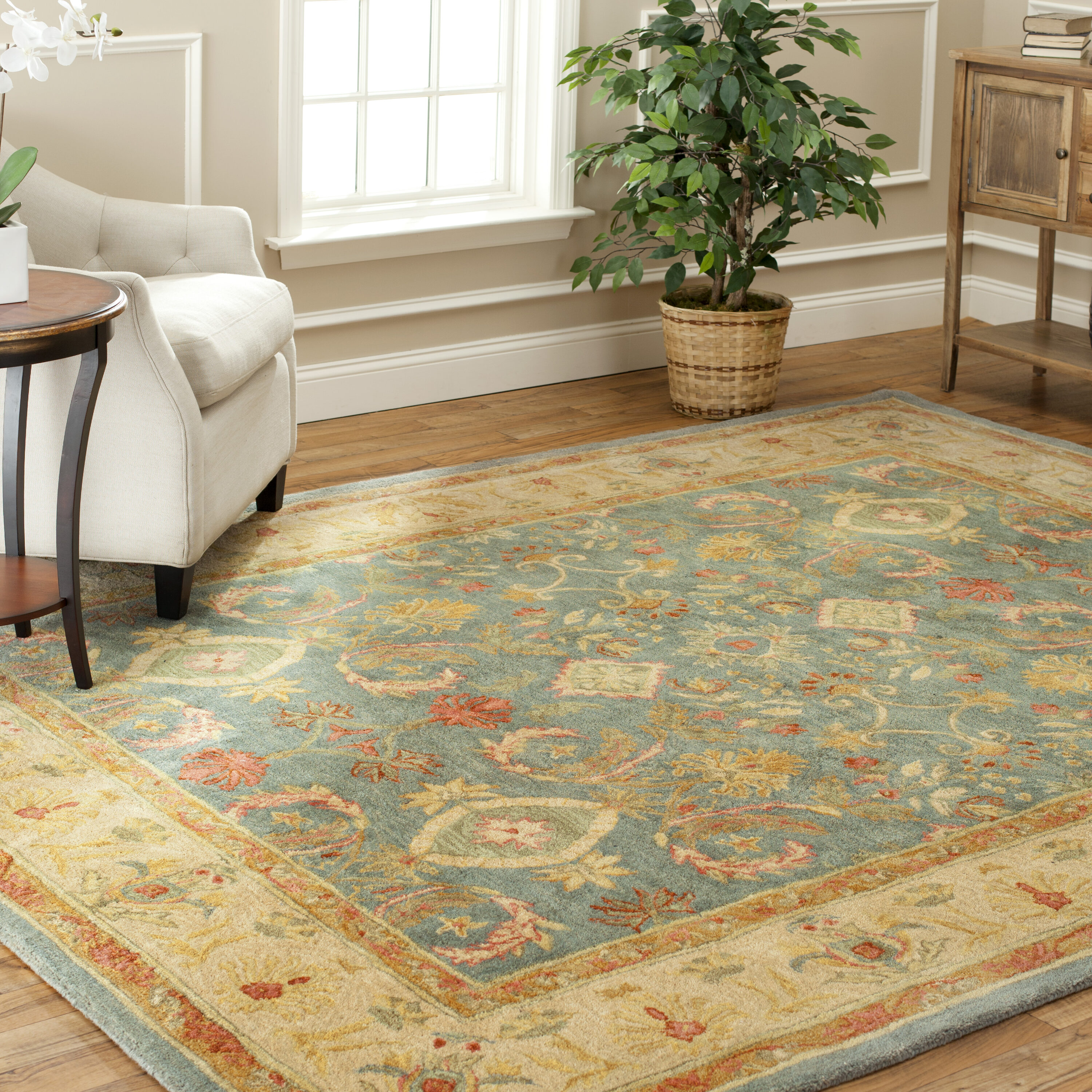 Handmade Tufted Green Wool 6' x 9' Reversible Rug