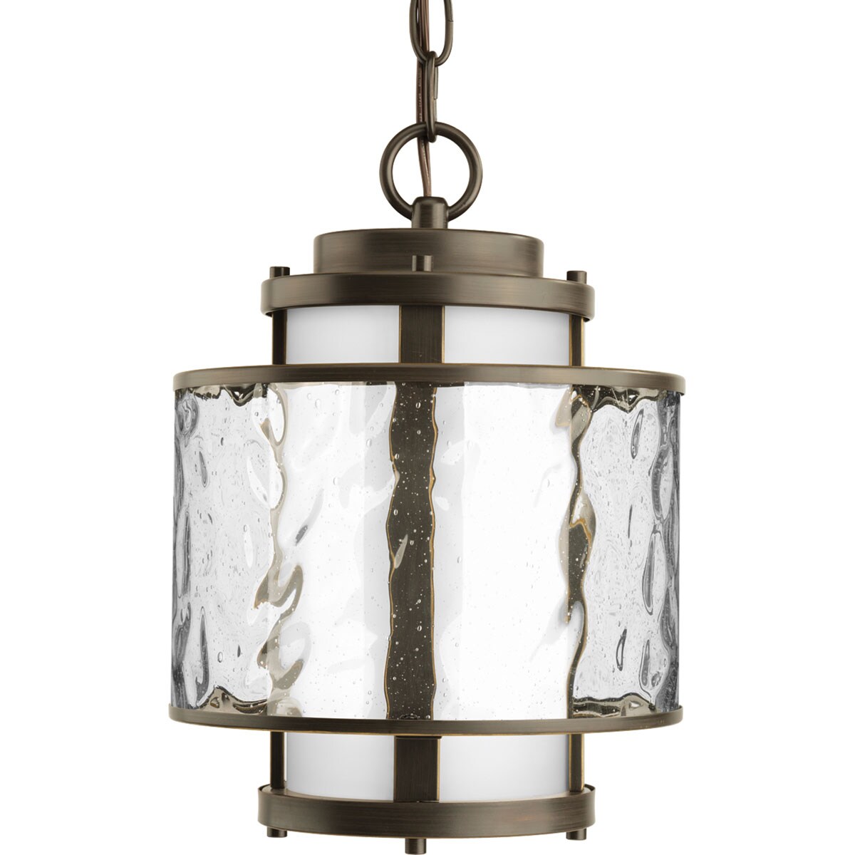 Rustic Bronze Transitional Clear Glass Lantern Pendant Light